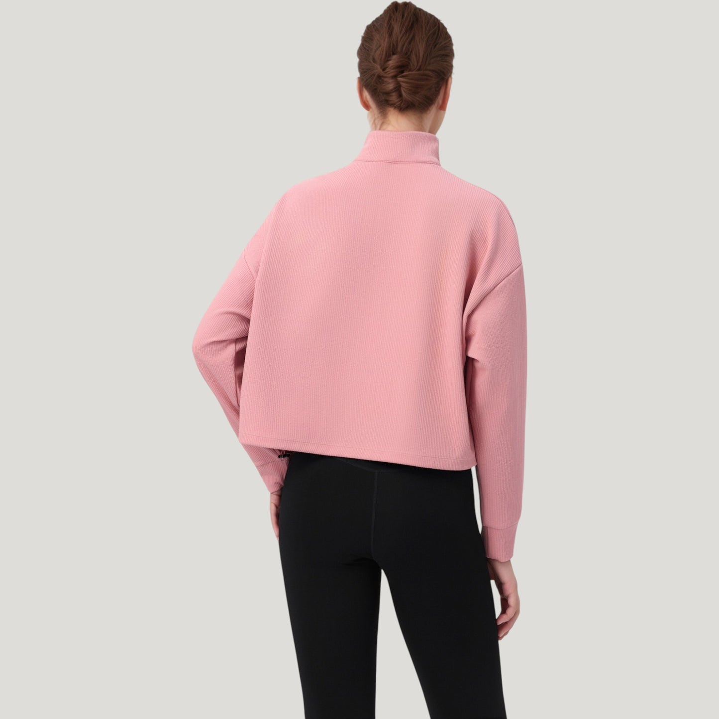 Long Sleeve Half Zip Pullover Top with Mock Neck and Kangaroo Pocket