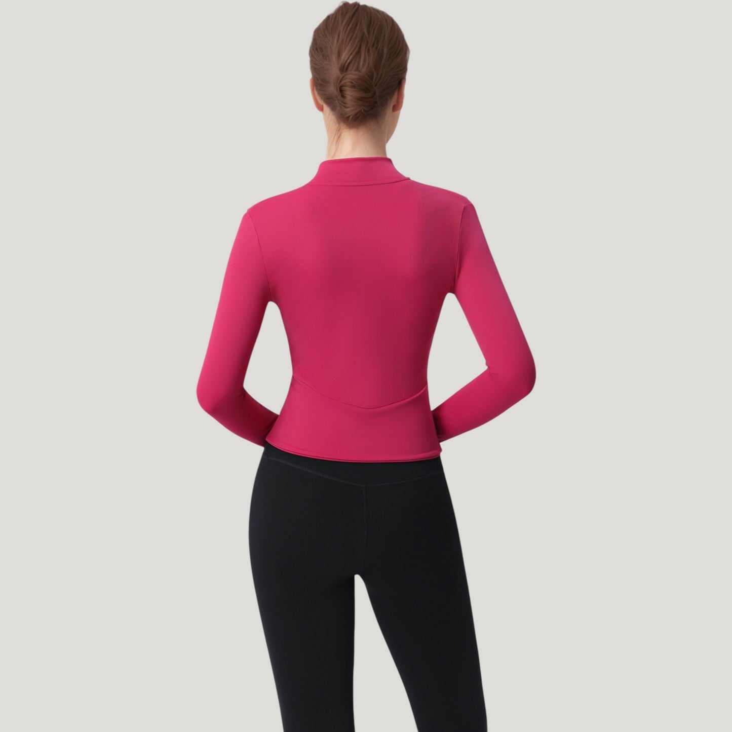Long Sleeve Full Zip Athletic Jacket with Thumbholes and Fitted Silhouette