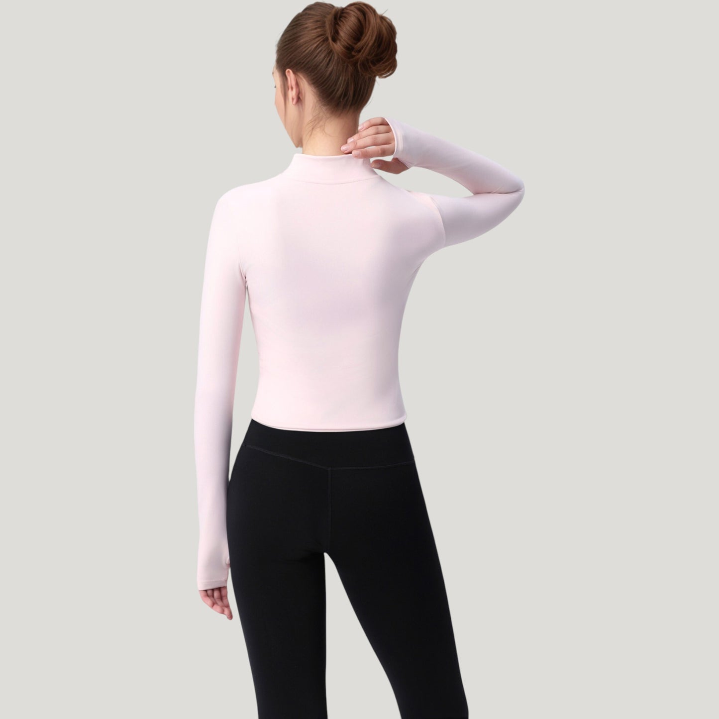 Long Sleeve Full Zip Athletic Jacket with Thumbholes and Fitted Silhouette
