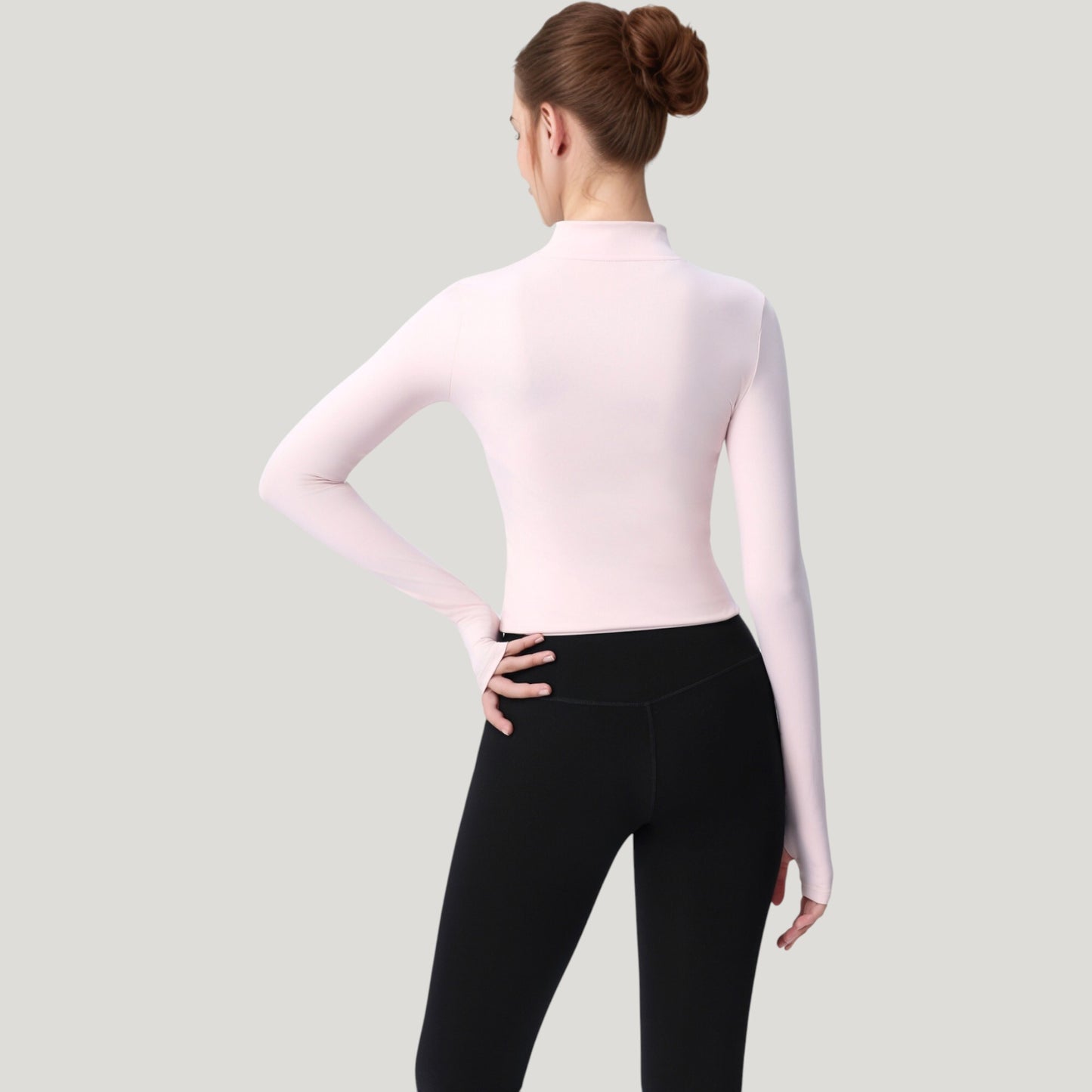 Long Sleeve Full Zip Athletic Jacket with Thumbholes and Fitted Silhouette