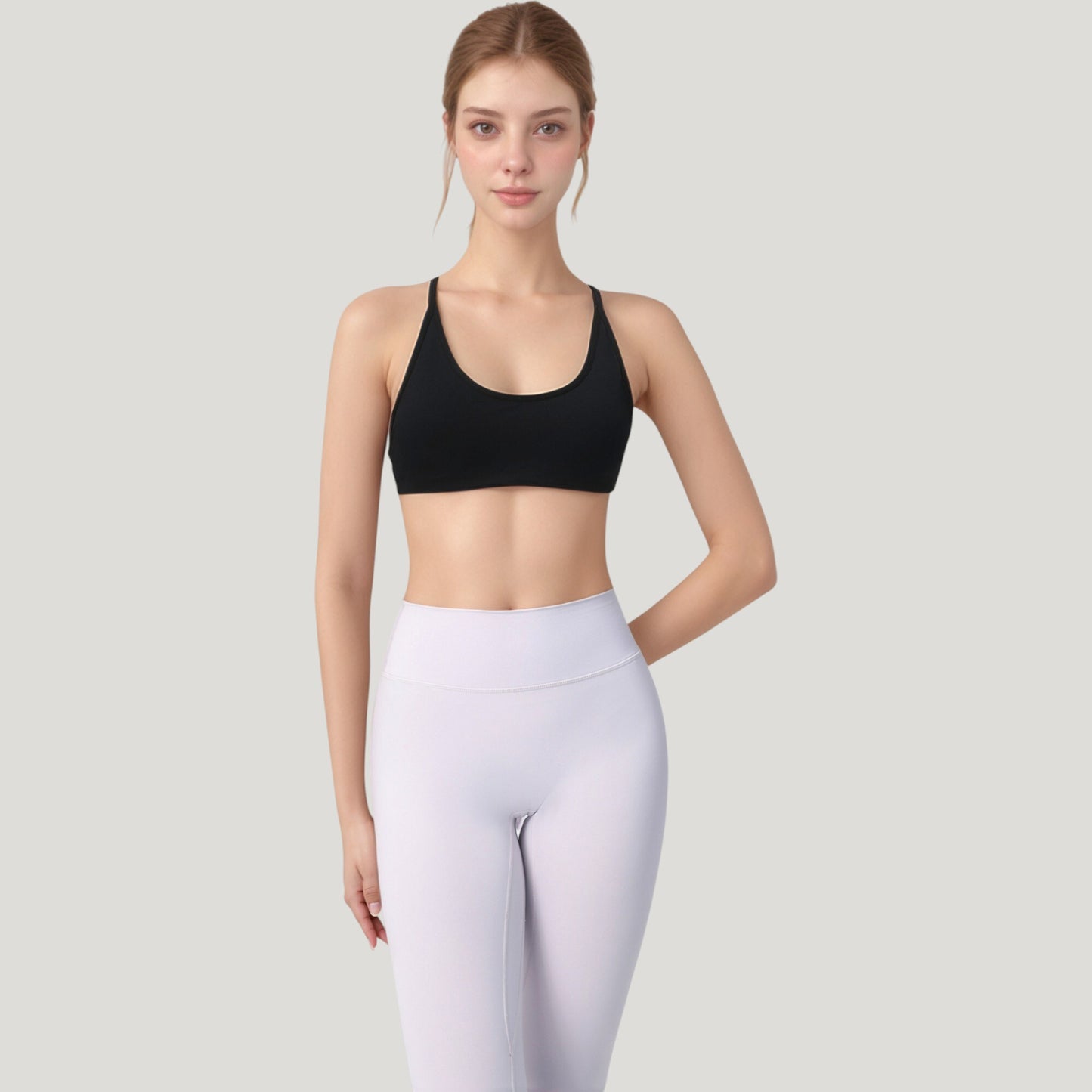 Scoop Neck Sports Bra with Thin Adjustable Straps and Smooth Seamless Design