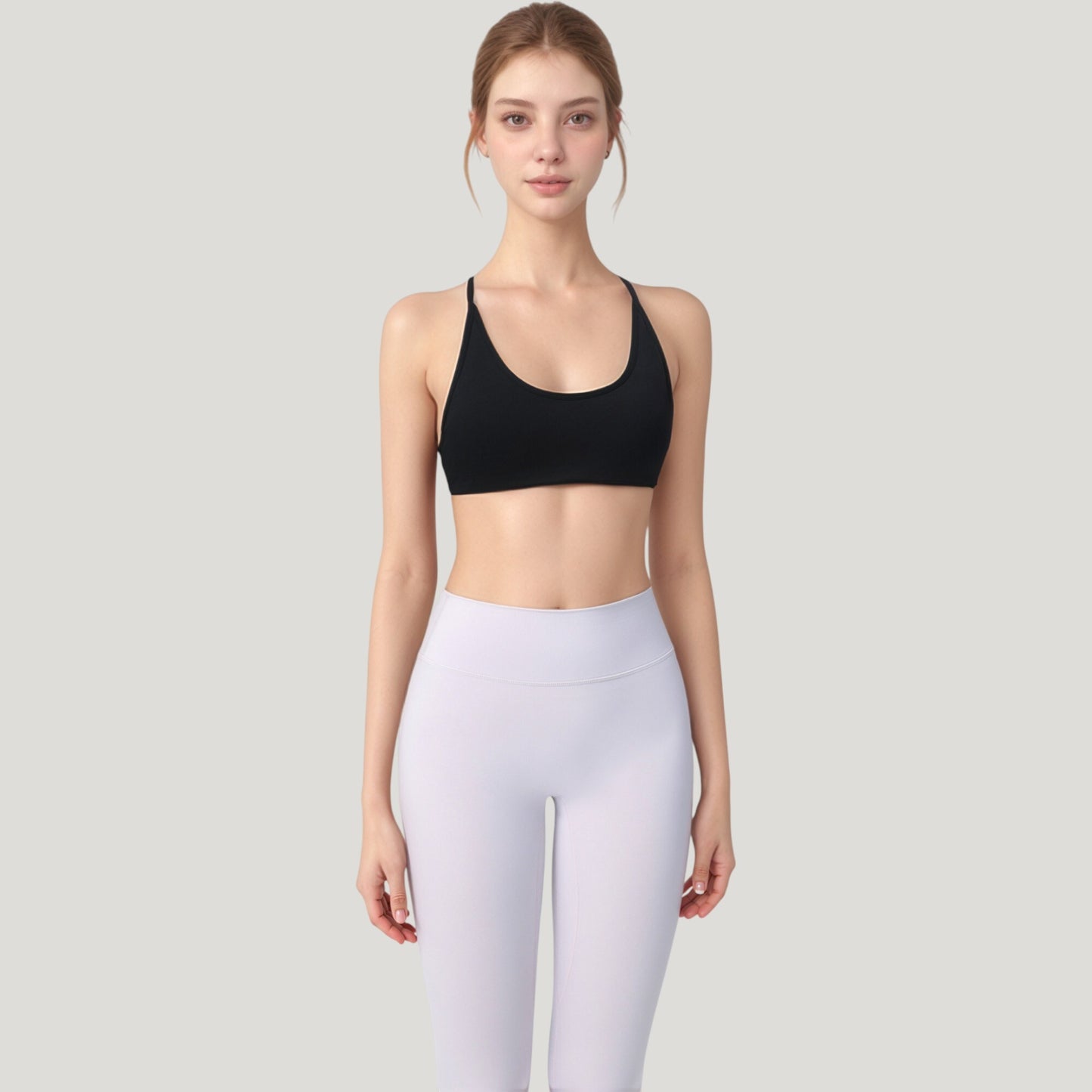 Scoop Neck Sports Bra with Thin Adjustable Straps and Smooth Seamless Design