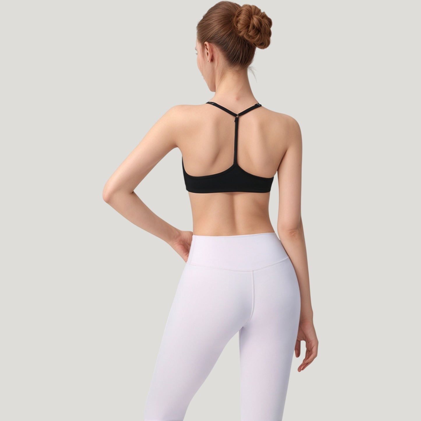 Scoop Neck Sports Bra with Thin Adjustable Straps and Smooth Seamless Design