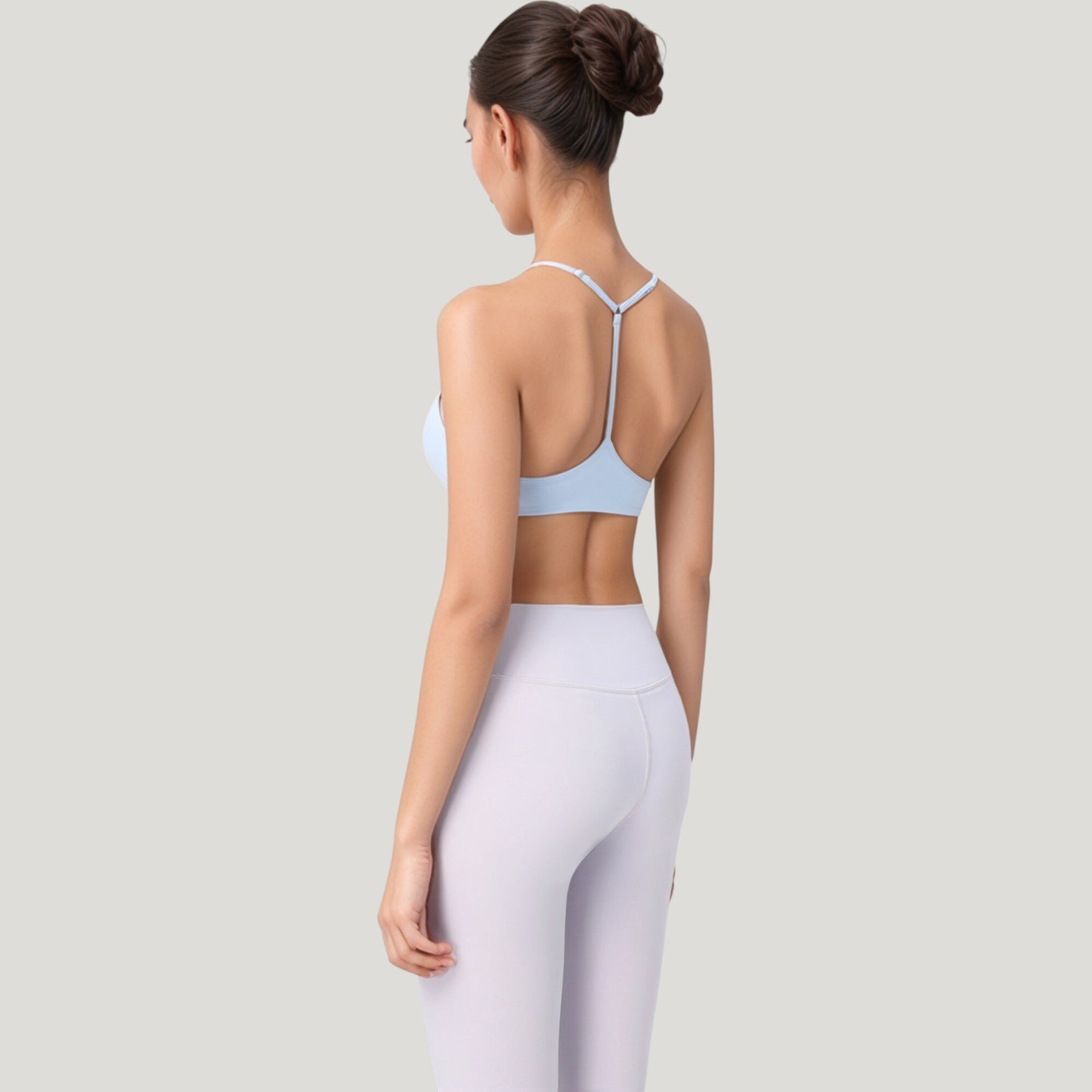 Scoop Neck Sports Bra with Thin Adjustable Straps and Smooth Seamless Design