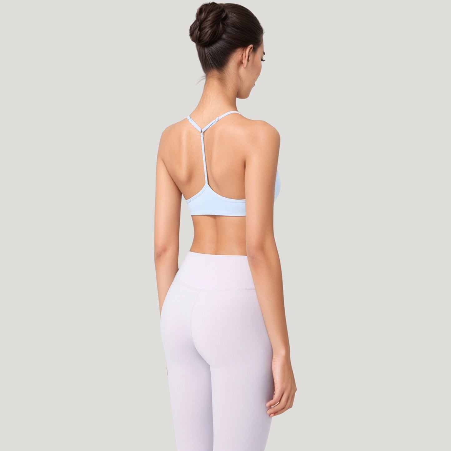 Scoop Neck Sports Bra with Thin Adjustable Straps and Smooth Seamless Design