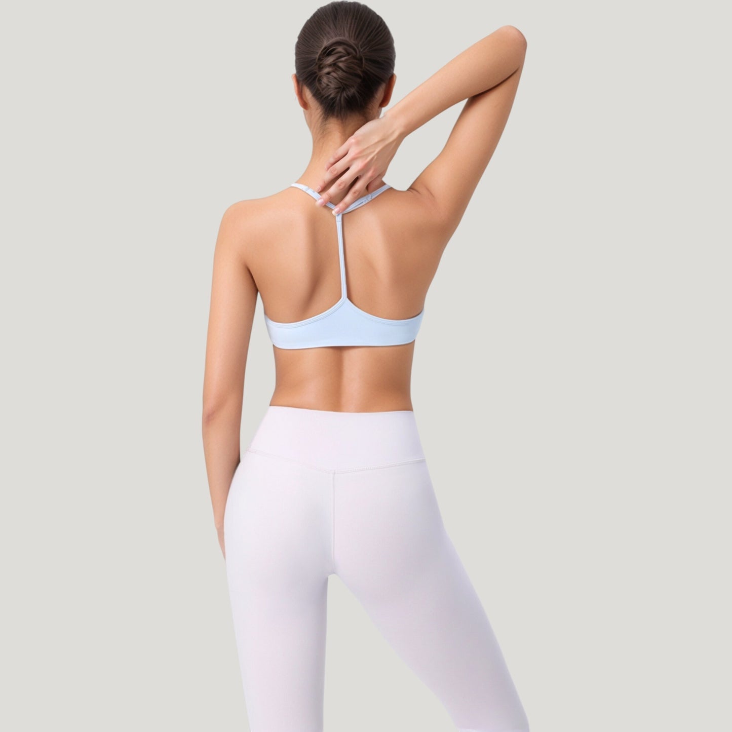 Scoop Neck Sports Bra with Thin Adjustable Straps and Smooth Seamless Design