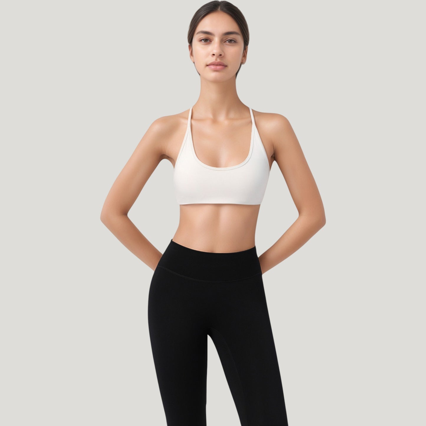 Scoop Neck Sports Bra with Thin Adjustable Straps and Smooth Seamless Design