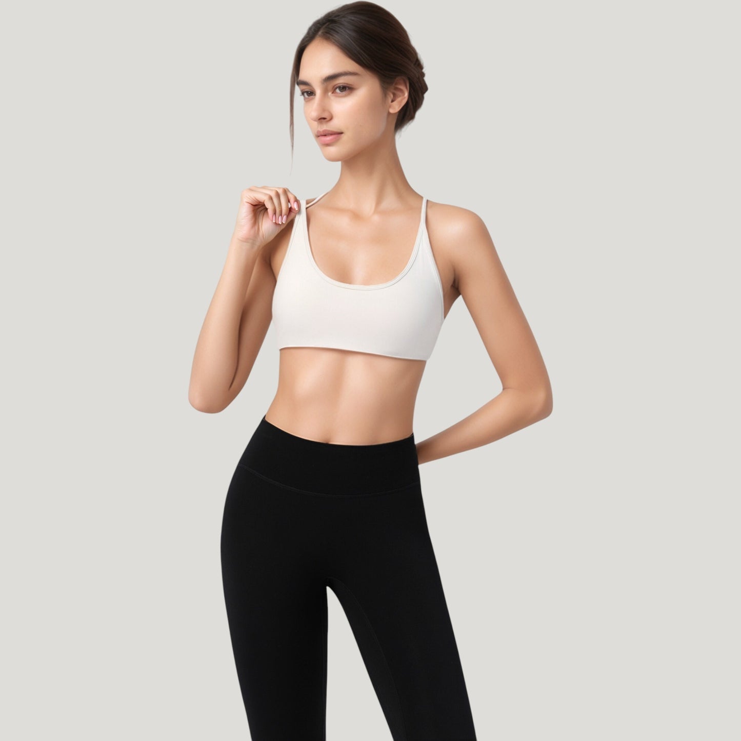 Scoop Neck Sports Bra with Thin Adjustable Straps and Smooth Seamless Design