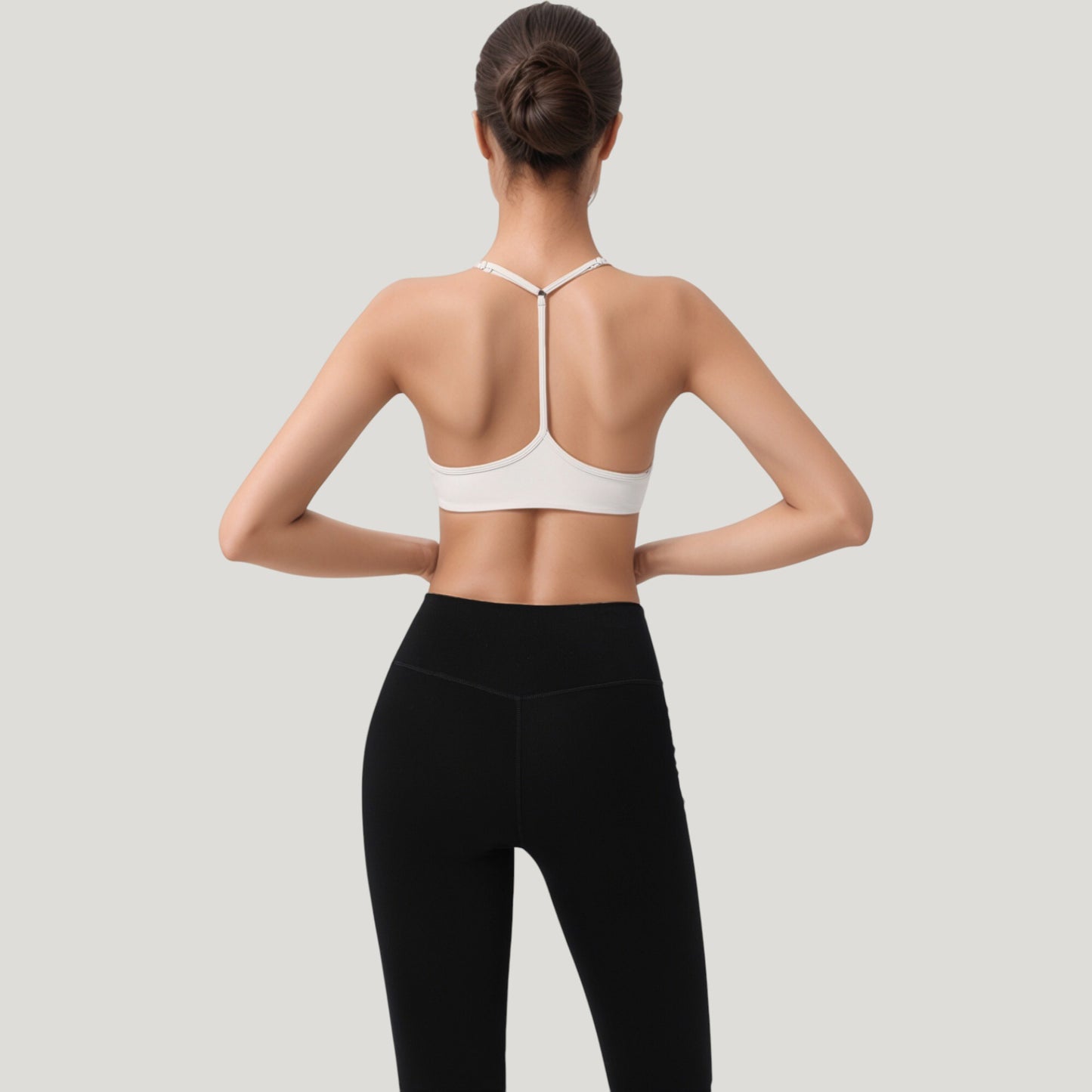 Scoop Neck Sports Bra with Thin Adjustable Straps and Smooth Seamless Design