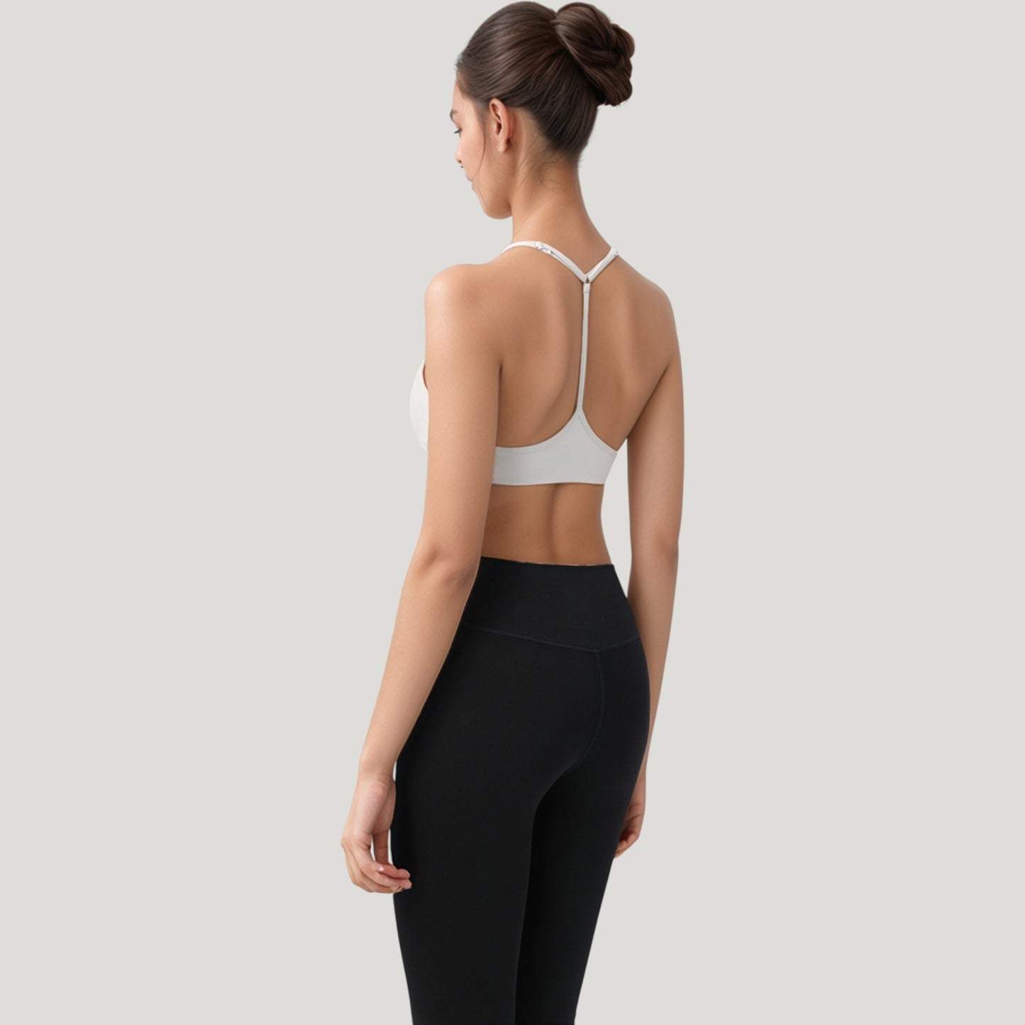 Scoop Neck Sports Bra with Thin Adjustable Straps and Smooth Seamless Design