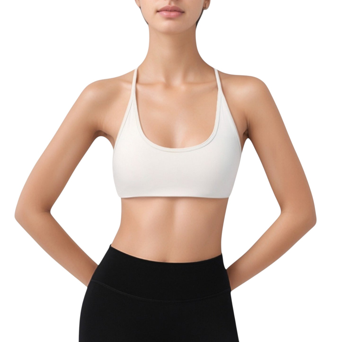 Scoop Neck Sports Bra with Thin Adjustable Straps and Smooth Seamless Design