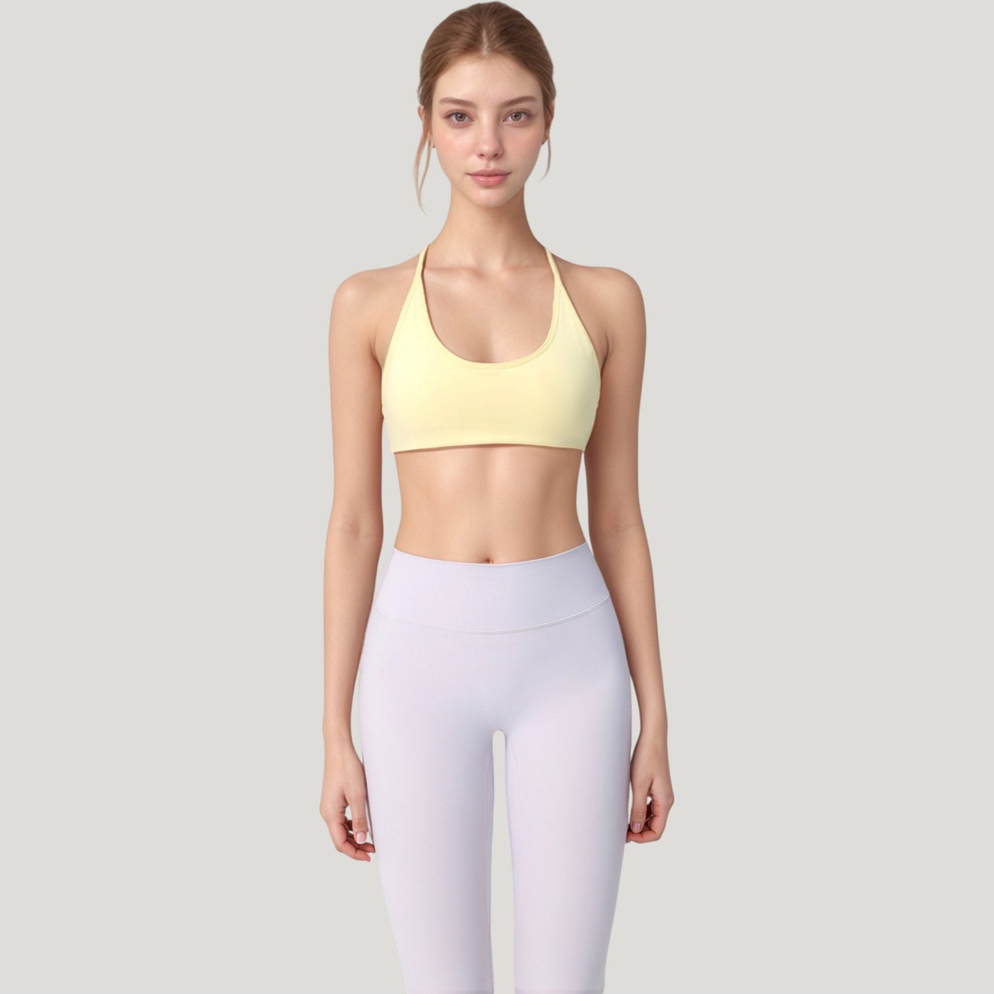Scoop Neck Sports Bra with Thin Adjustable Straps and Smooth Seamless Design