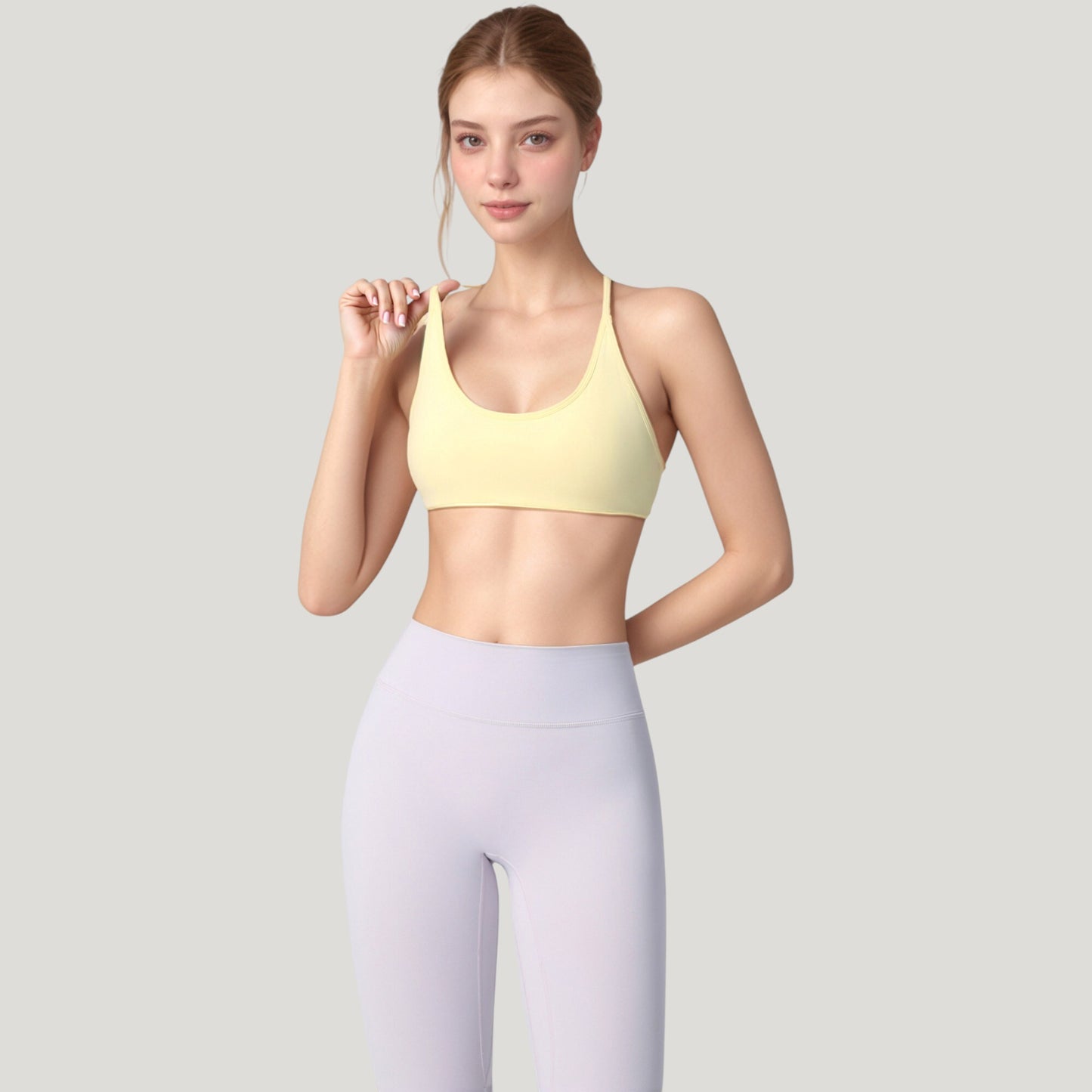 Scoop Neck Sports Bra with Thin Adjustable Straps and Smooth Seamless Design