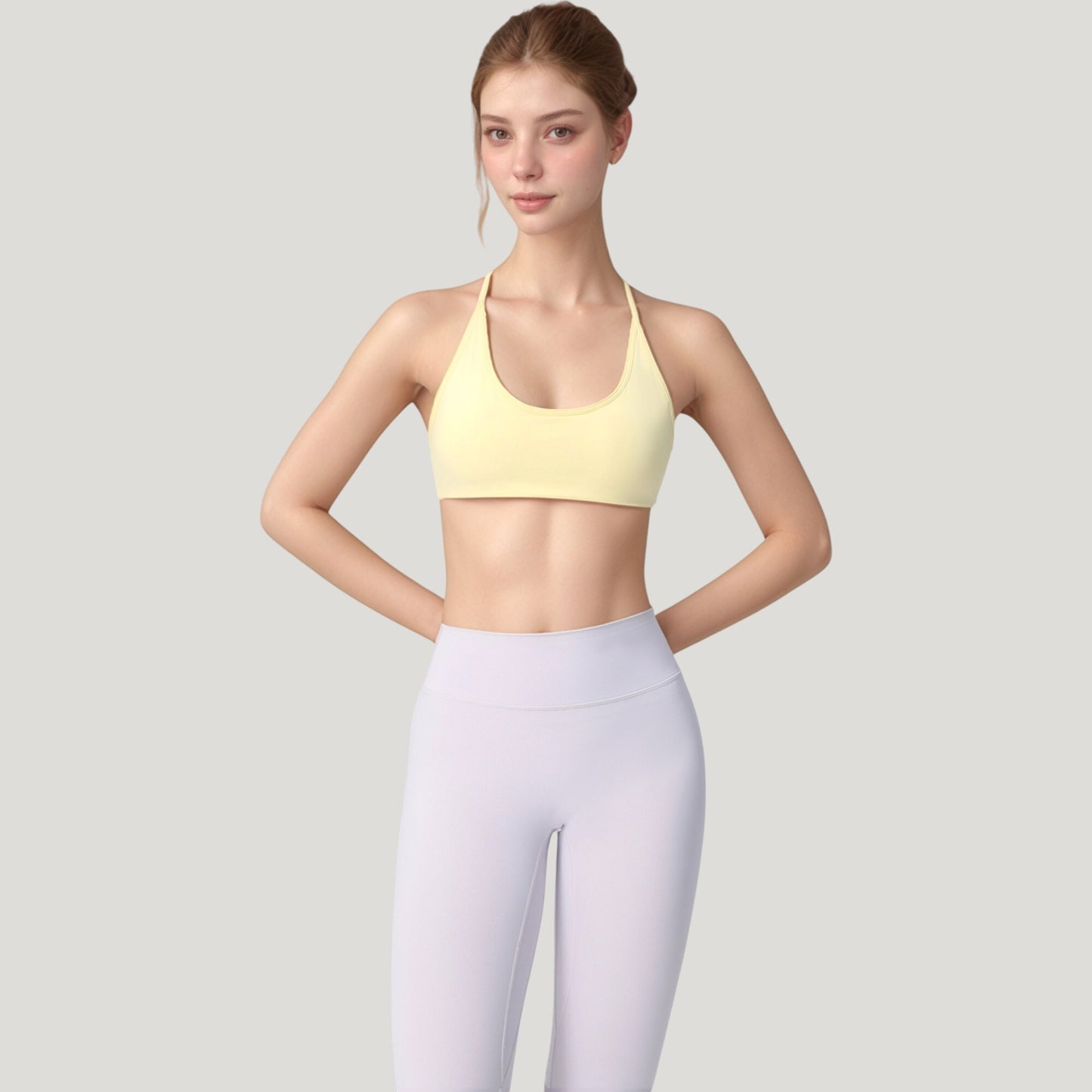 Scoop Neck Sports Bra with Thin Adjustable Straps and Smooth Seamless Design