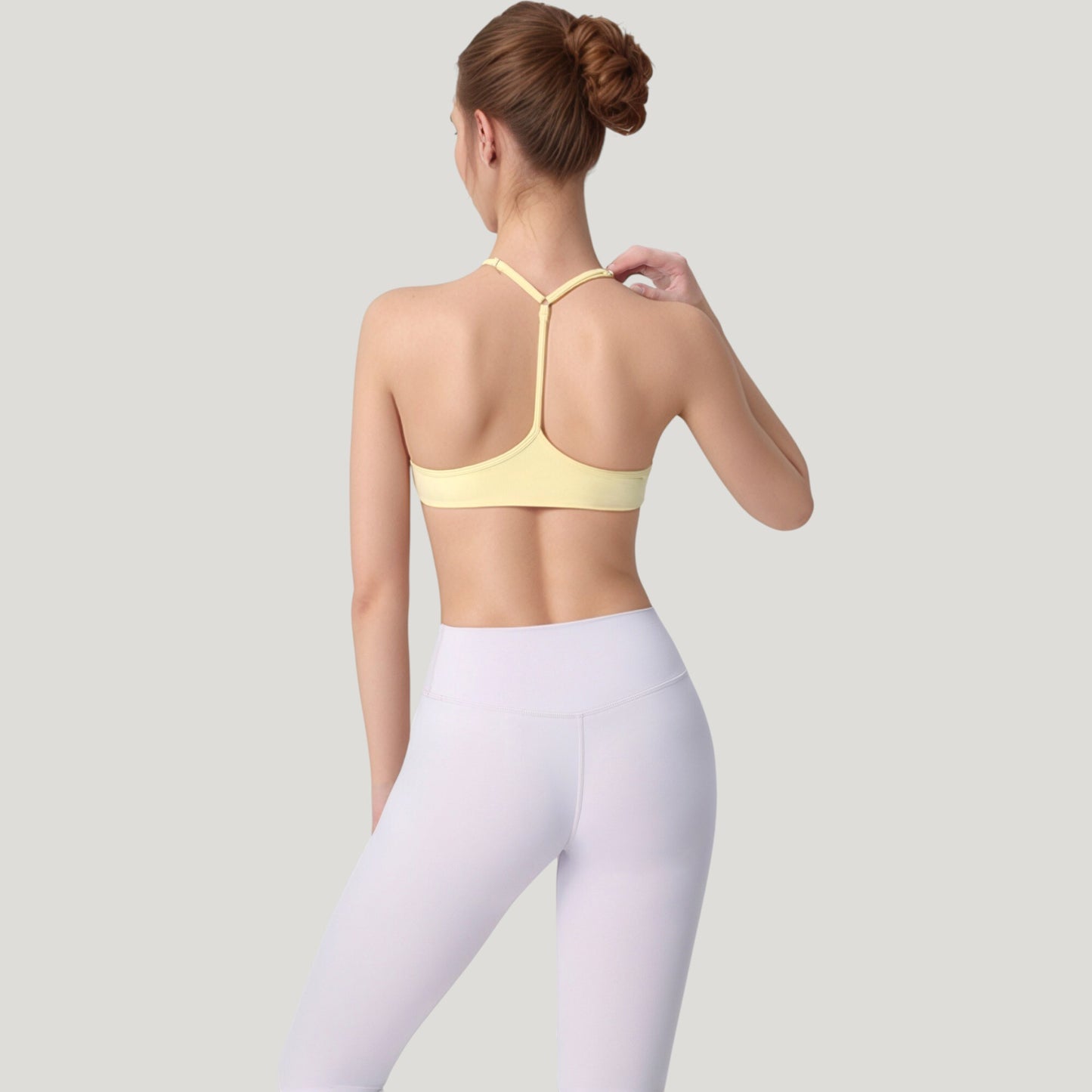 Scoop Neck Sports Bra with Thin Adjustable Straps and Smooth Seamless Design