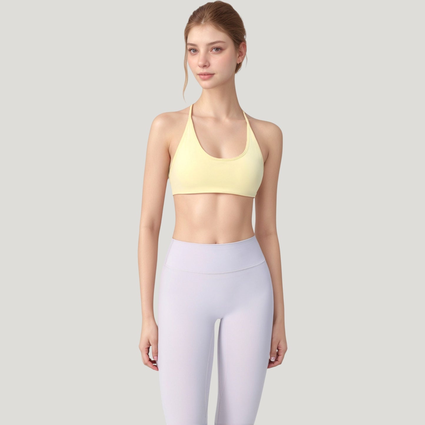 Scoop Neck Sports Bra with Thin Adjustable Straps and Smooth Seamless Design
