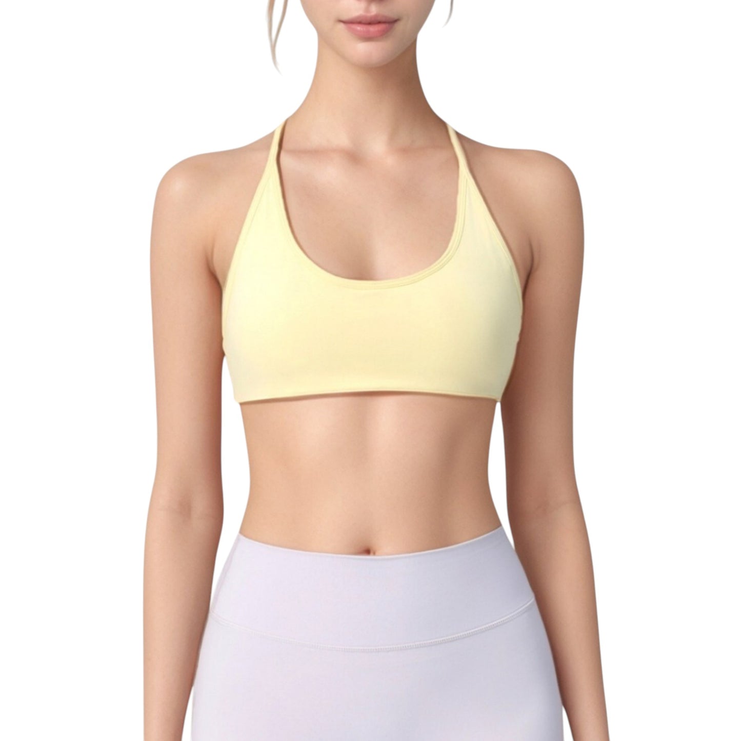Scoop Neck Sports Bra with Thin Adjustable Straps and Smooth Seamless Design
