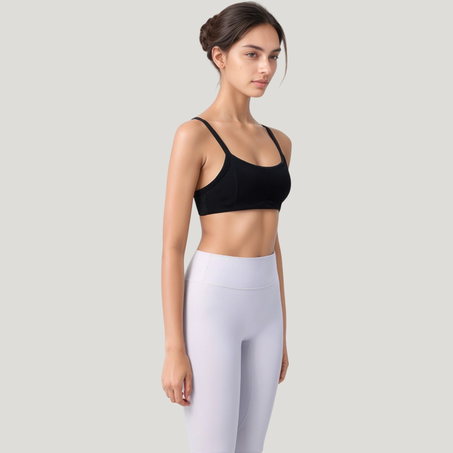 Square Neck Sports Bra with Wide Fixed Straps and Smooth Seamless Design