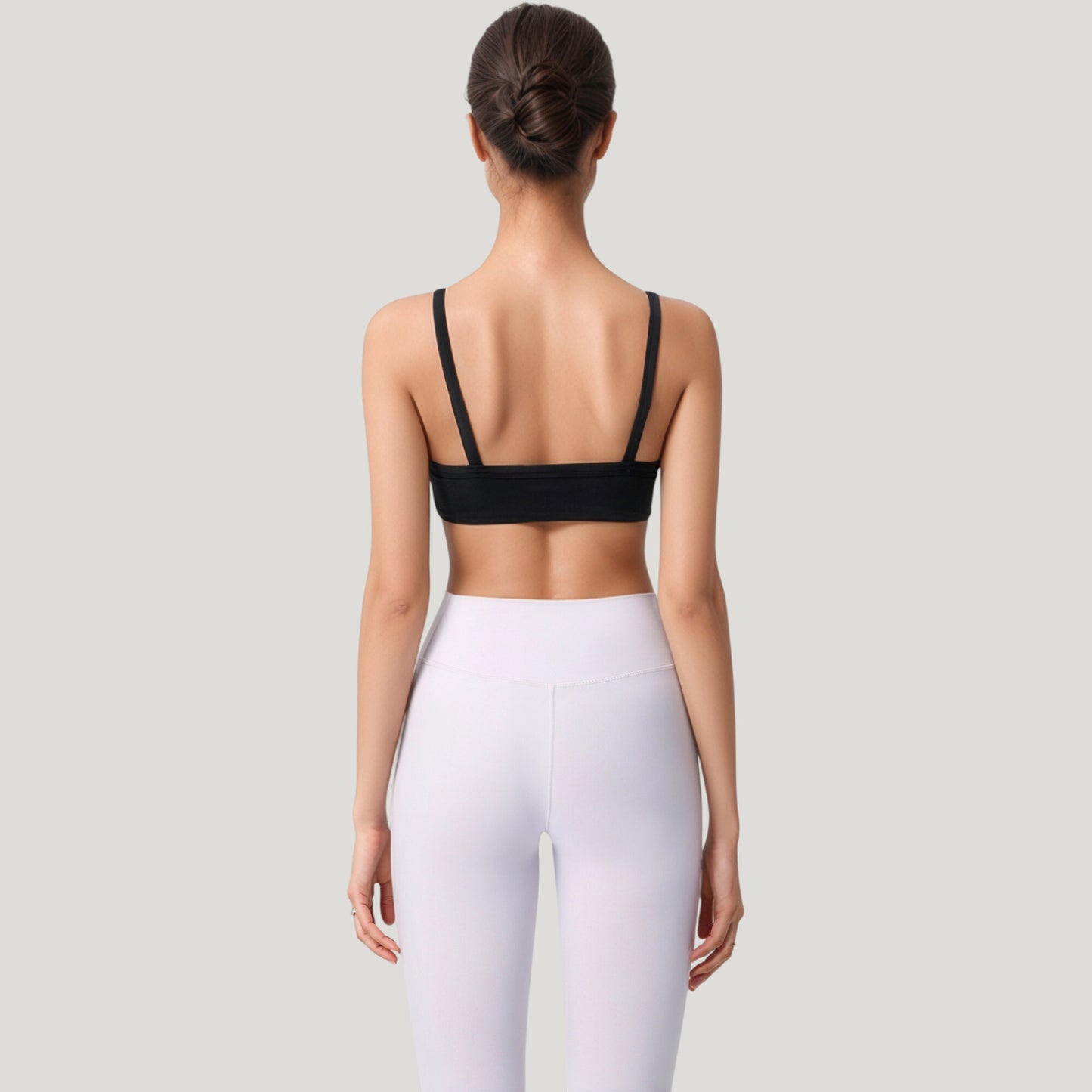 Square Neck Sports Bra with Wide Fixed Straps and Smooth Seamless Design