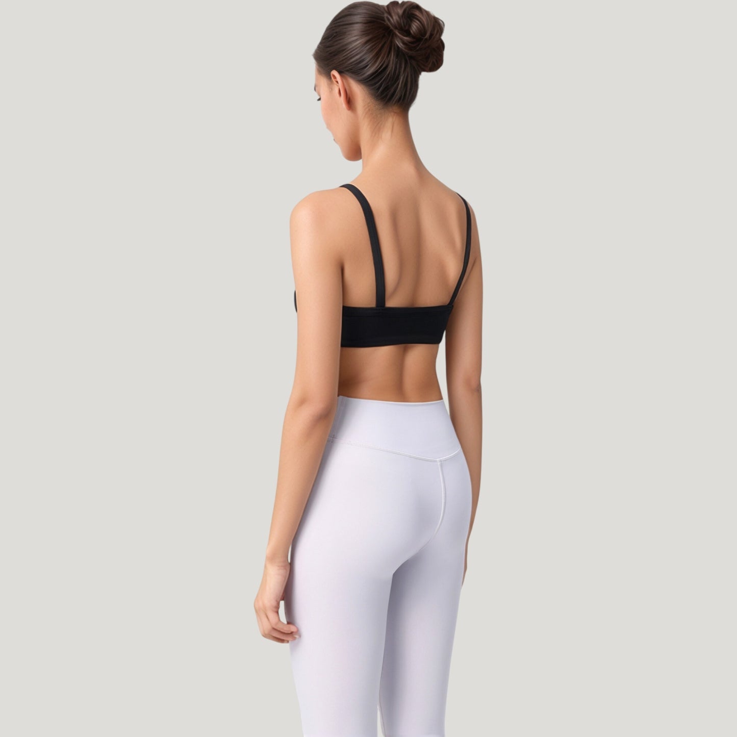 Square Neck Sports Bra with Wide Fixed Straps and Smooth Seamless Design