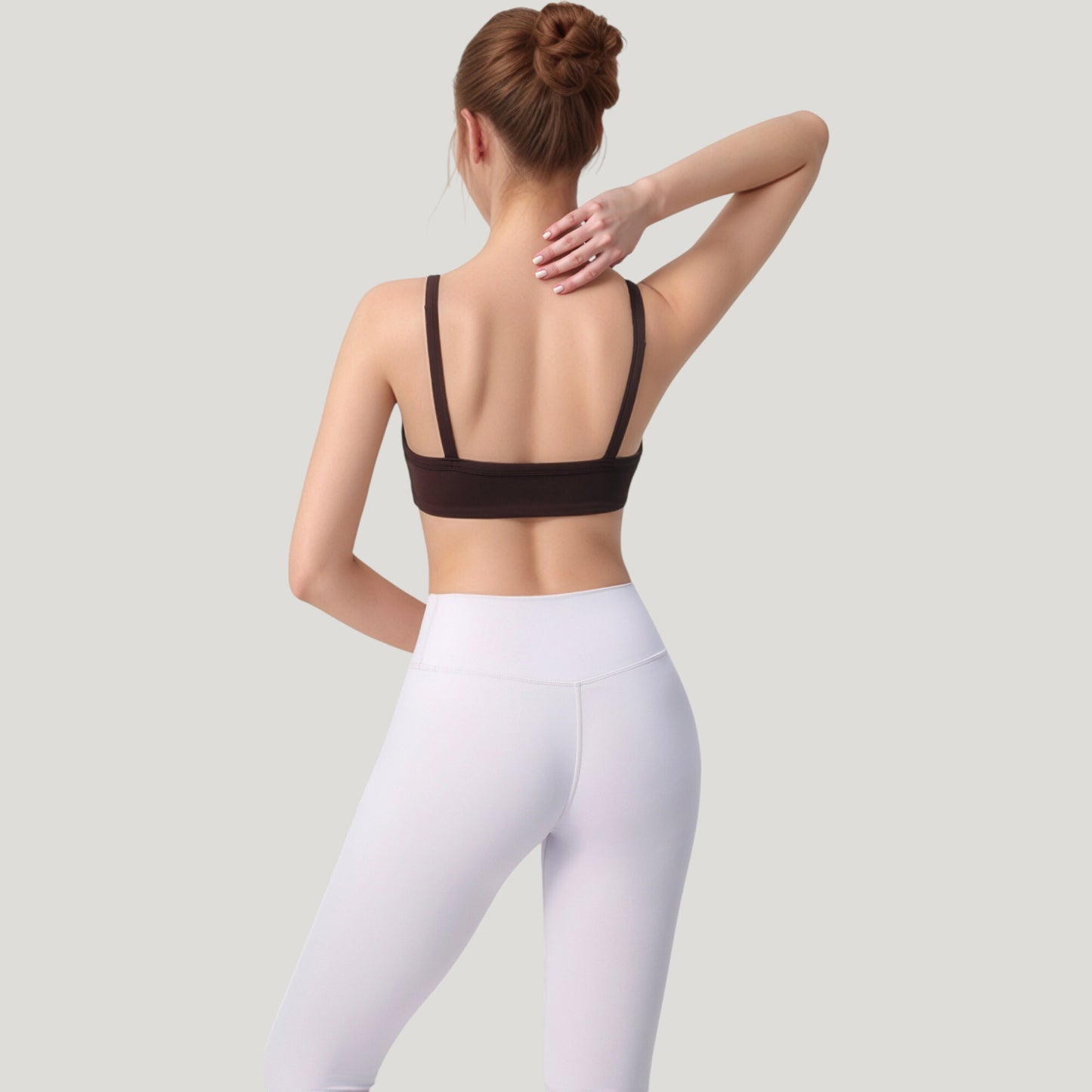 Square Neck Sports Bra with Wide Fixed Straps and Smooth Seamless Design
