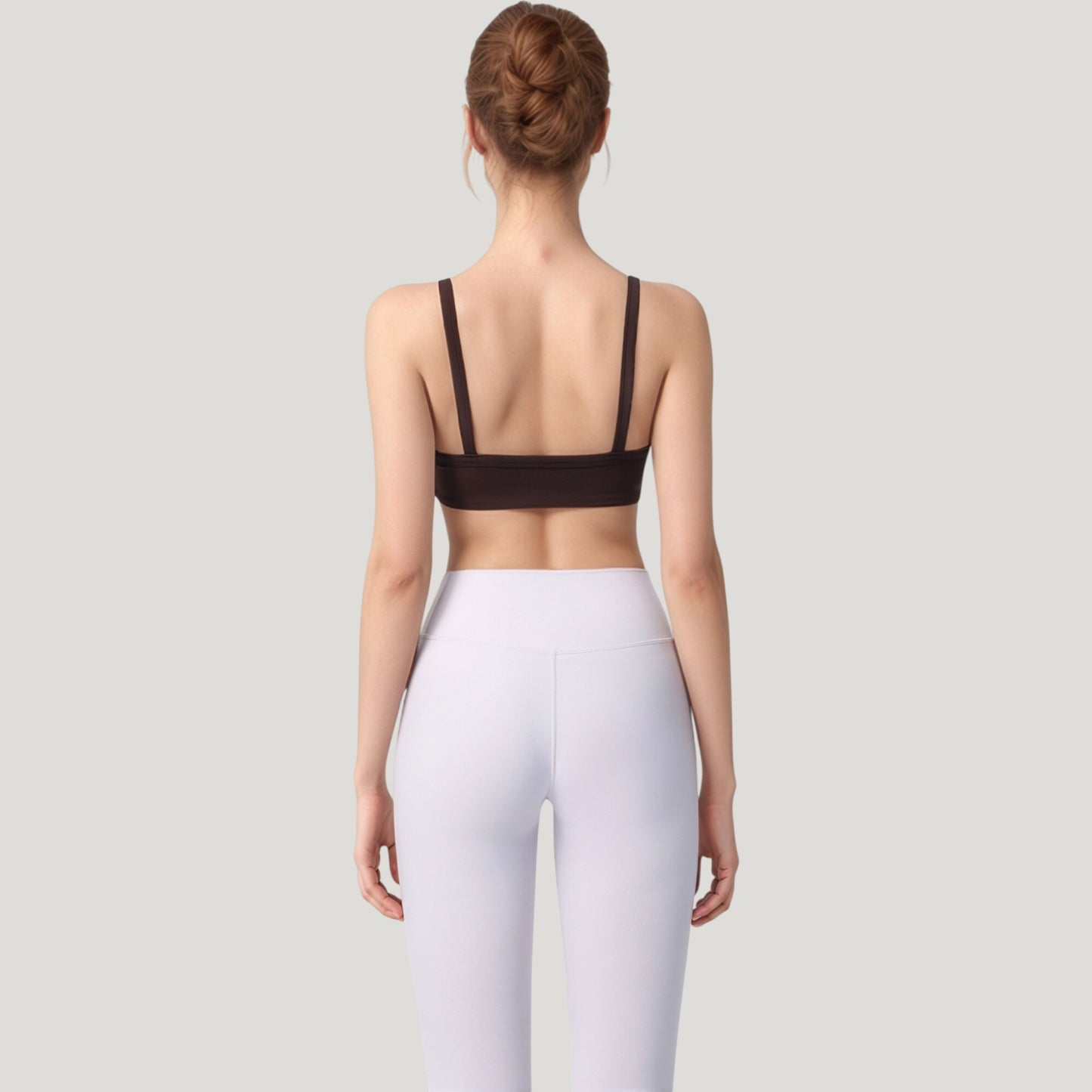 Square Neck Sports Bra with Wide Fixed Straps and Smooth Seamless Design