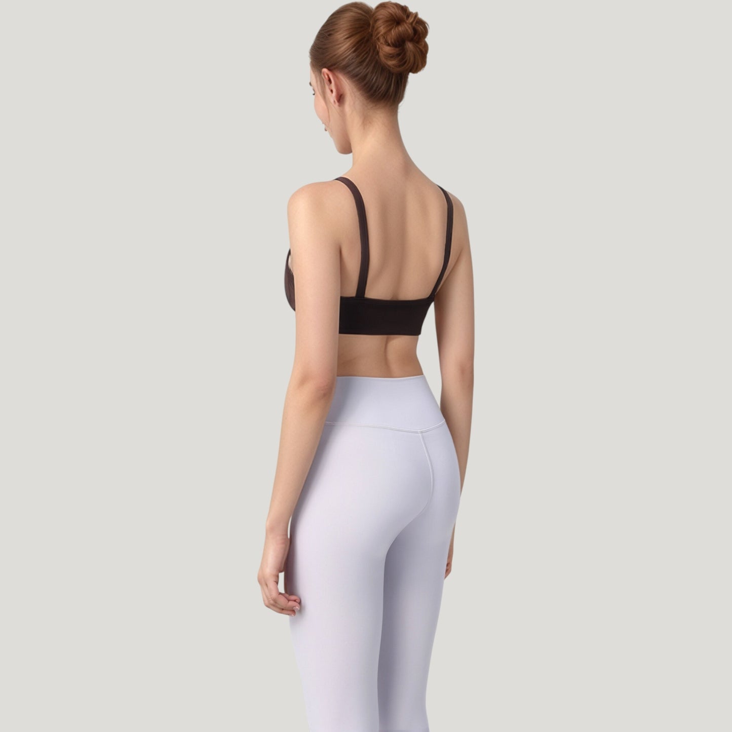 Square Neck Sports Bra with Wide Fixed Straps and Smooth Seamless Design