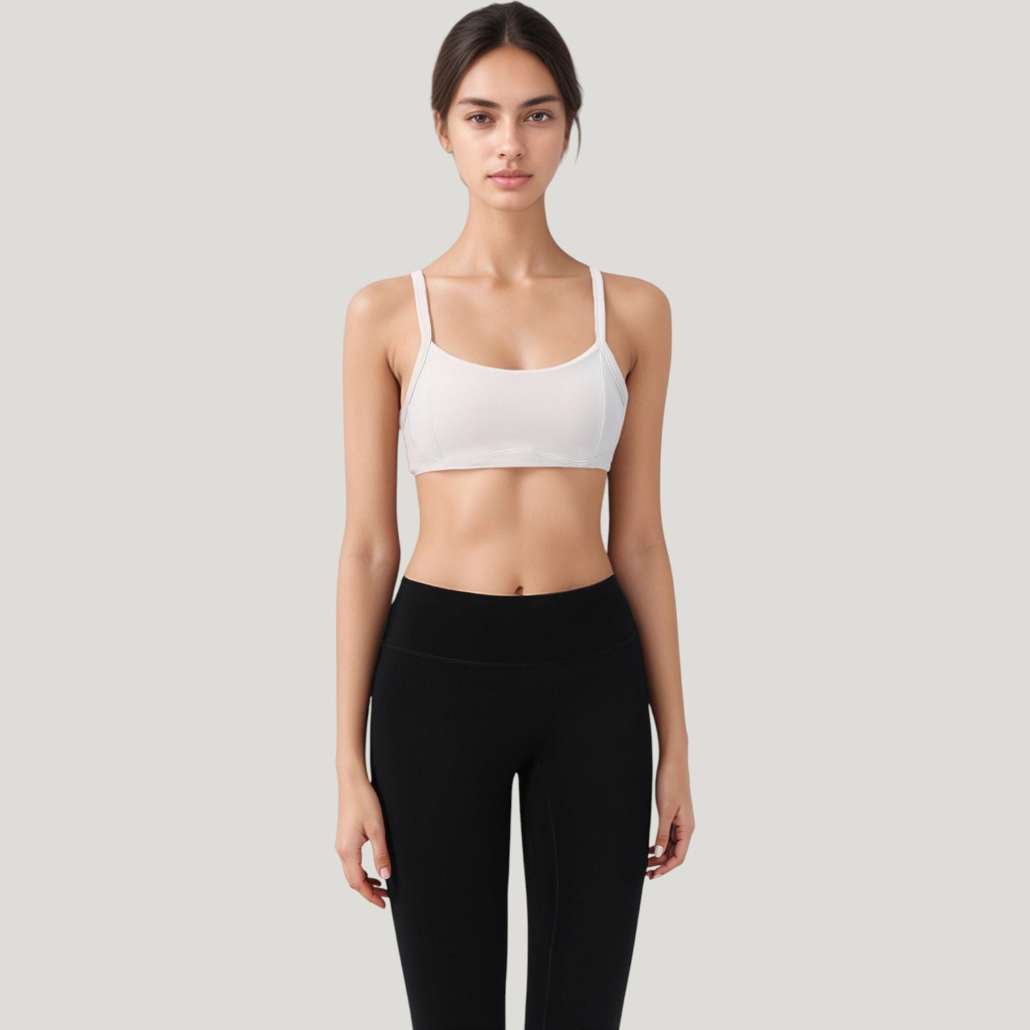 Square Neck Sports Bra with Wide Fixed Straps and Smooth Seamless Design