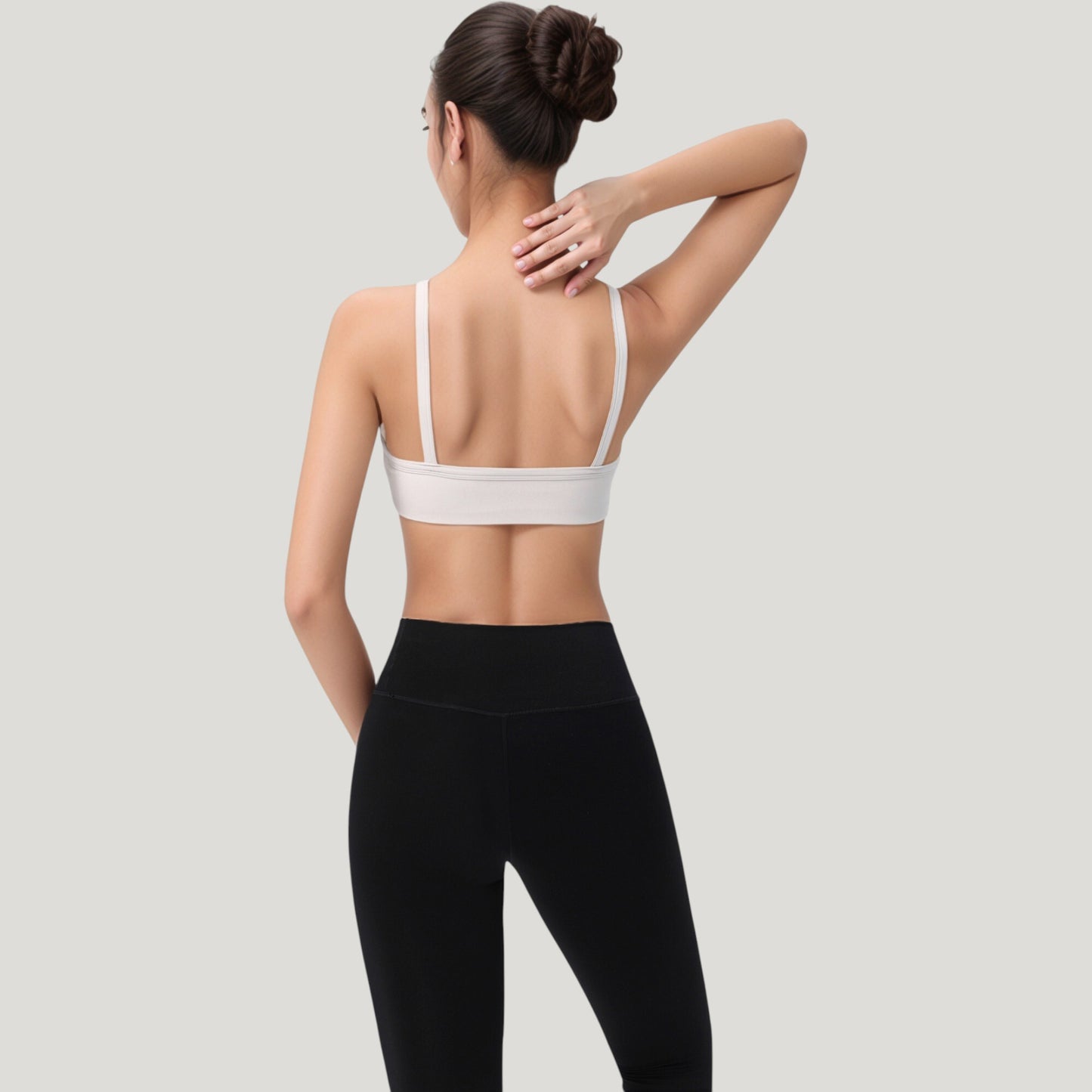Square Neck Sports Bra with Wide Fixed Straps and Smooth Seamless Design