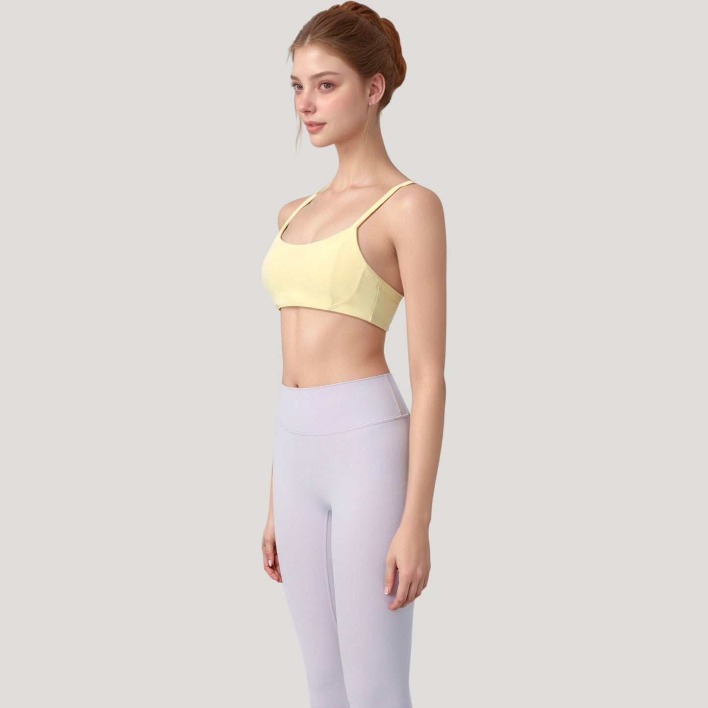 Square Neck Sports Bra with Wide Fixed Straps and Smooth Seamless Design