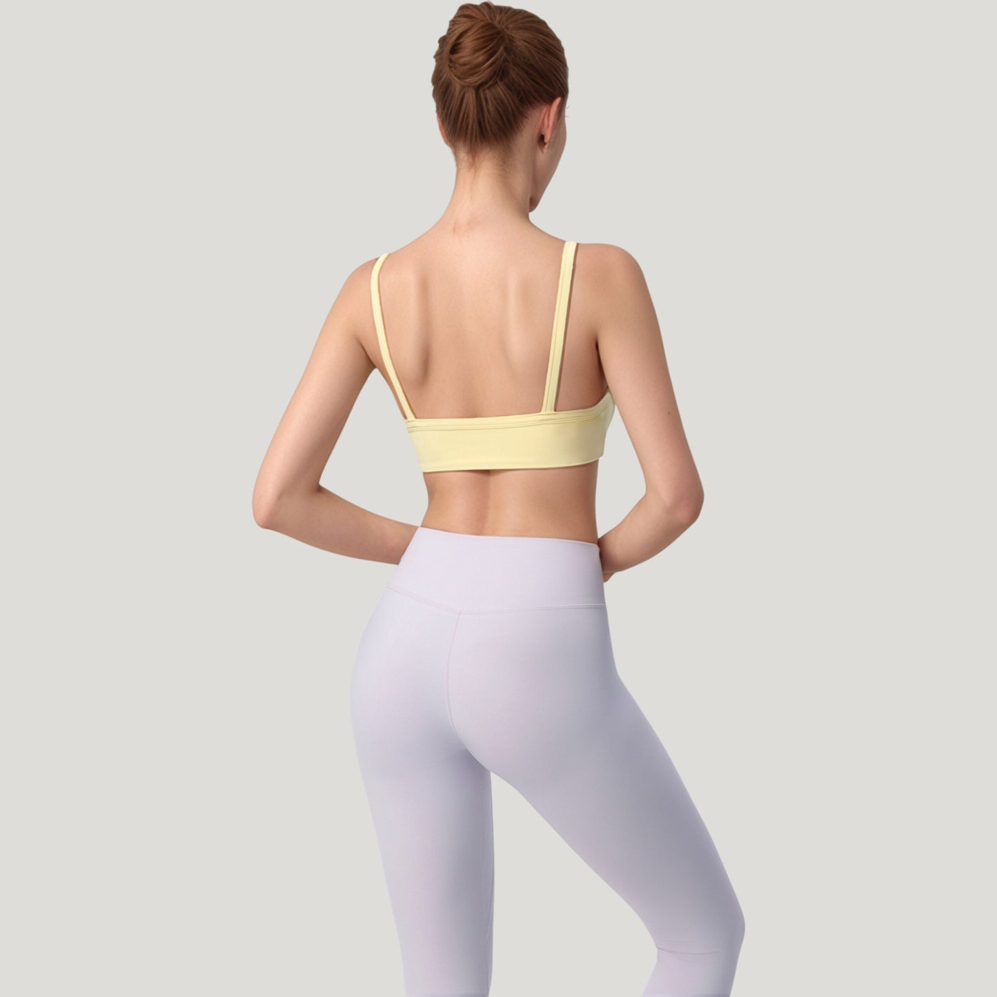 Square Neck Sports Bra with Wide Fixed Straps and Smooth Seamless Design