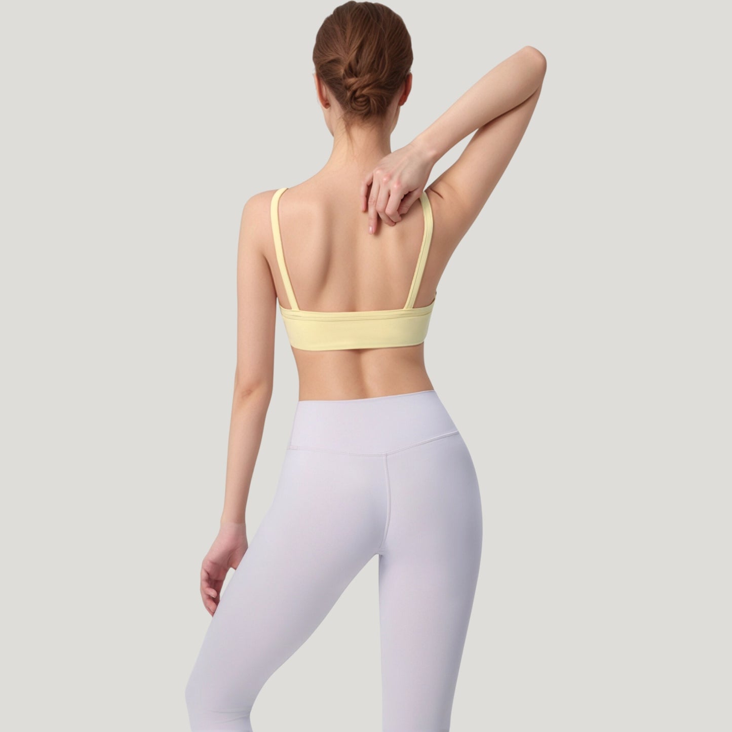 Square Neck Sports Bra with Wide Fixed Straps and Smooth Seamless Design