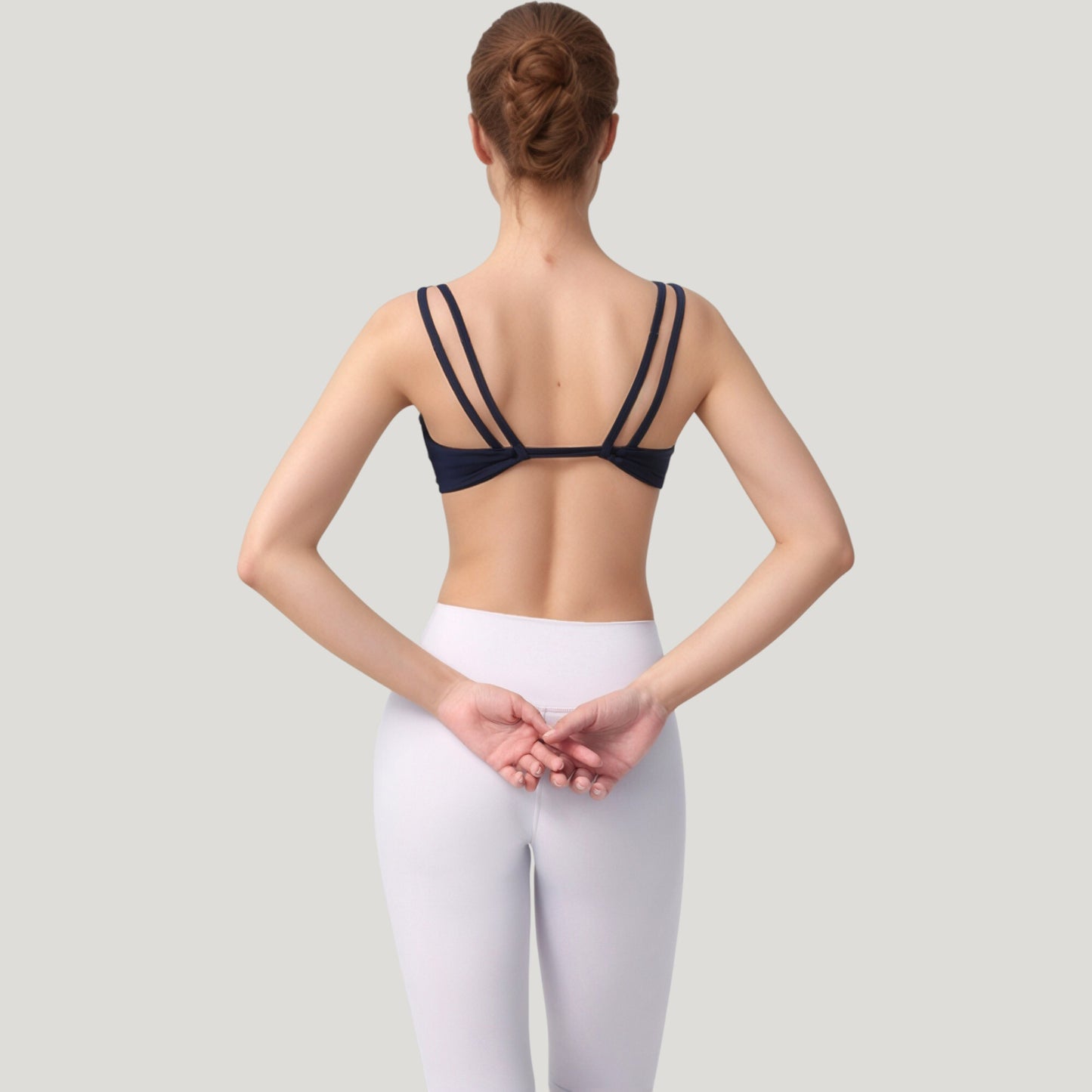 Scoop Neck Sports Bra with Wide Straps and Seamless Design