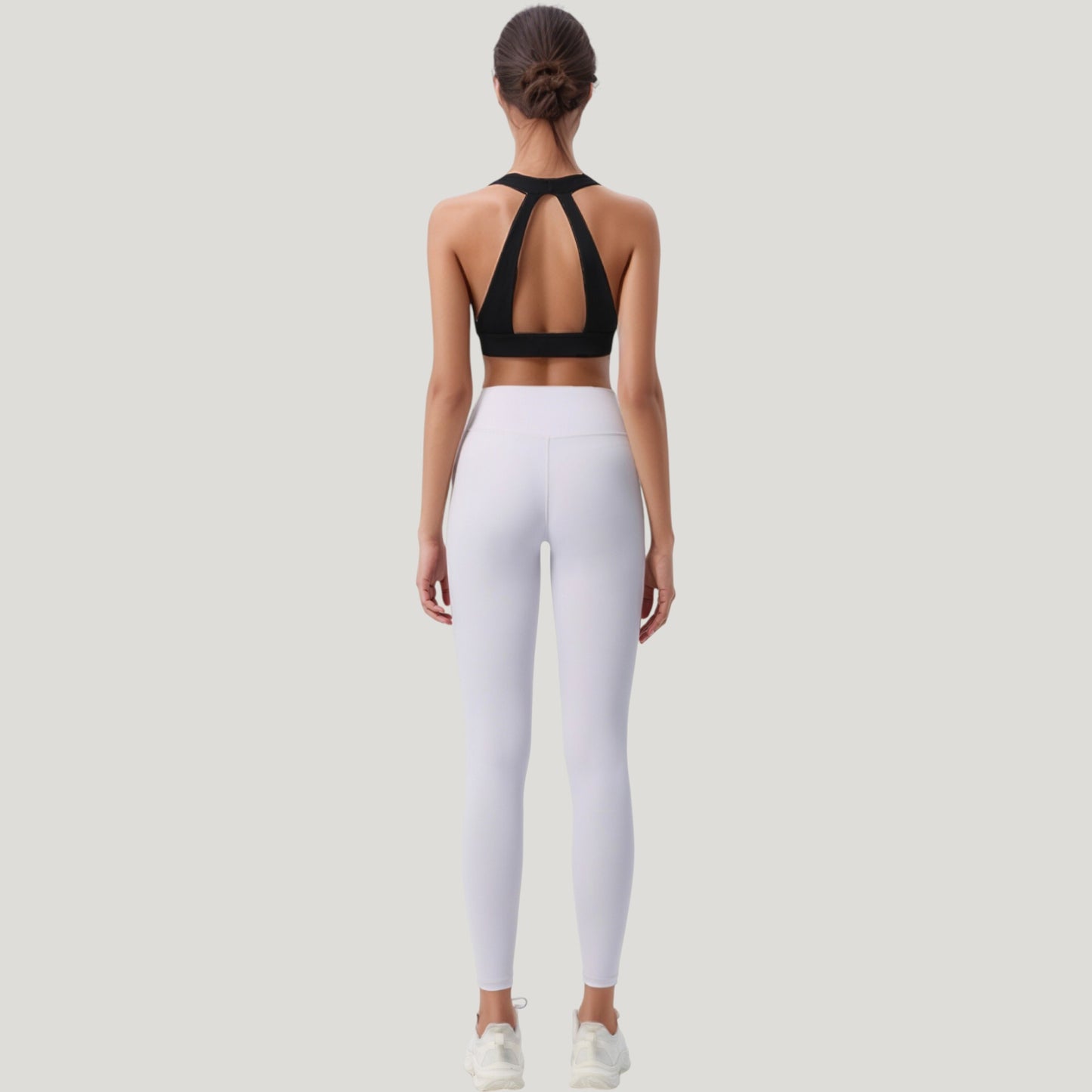 Low Scoop Neck Sports Bra with Open Back Strap Design and Supportive Elastic Band