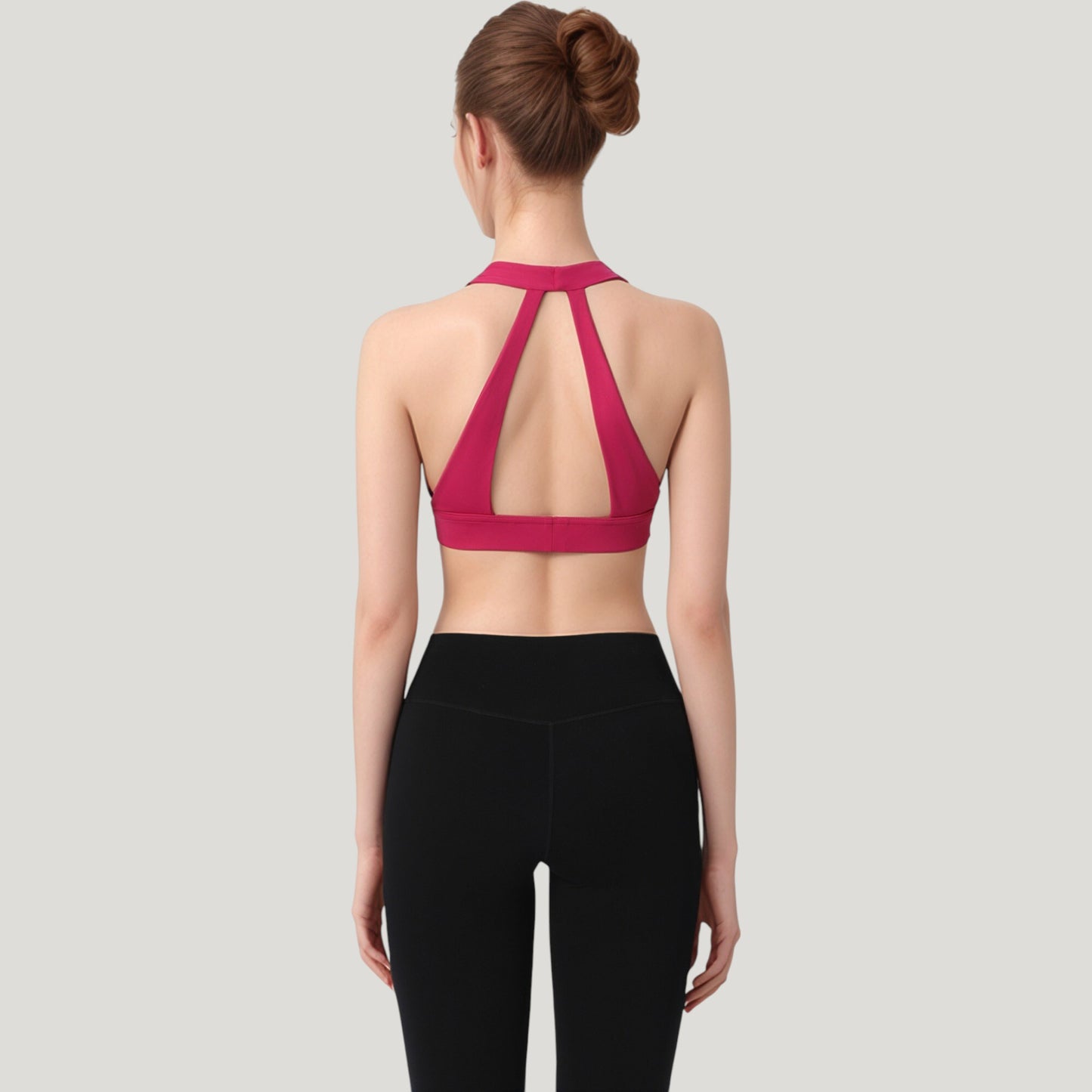 Low Scoop Neck Sports Bra with Open Back Strap Design and Supportive Elastic Band