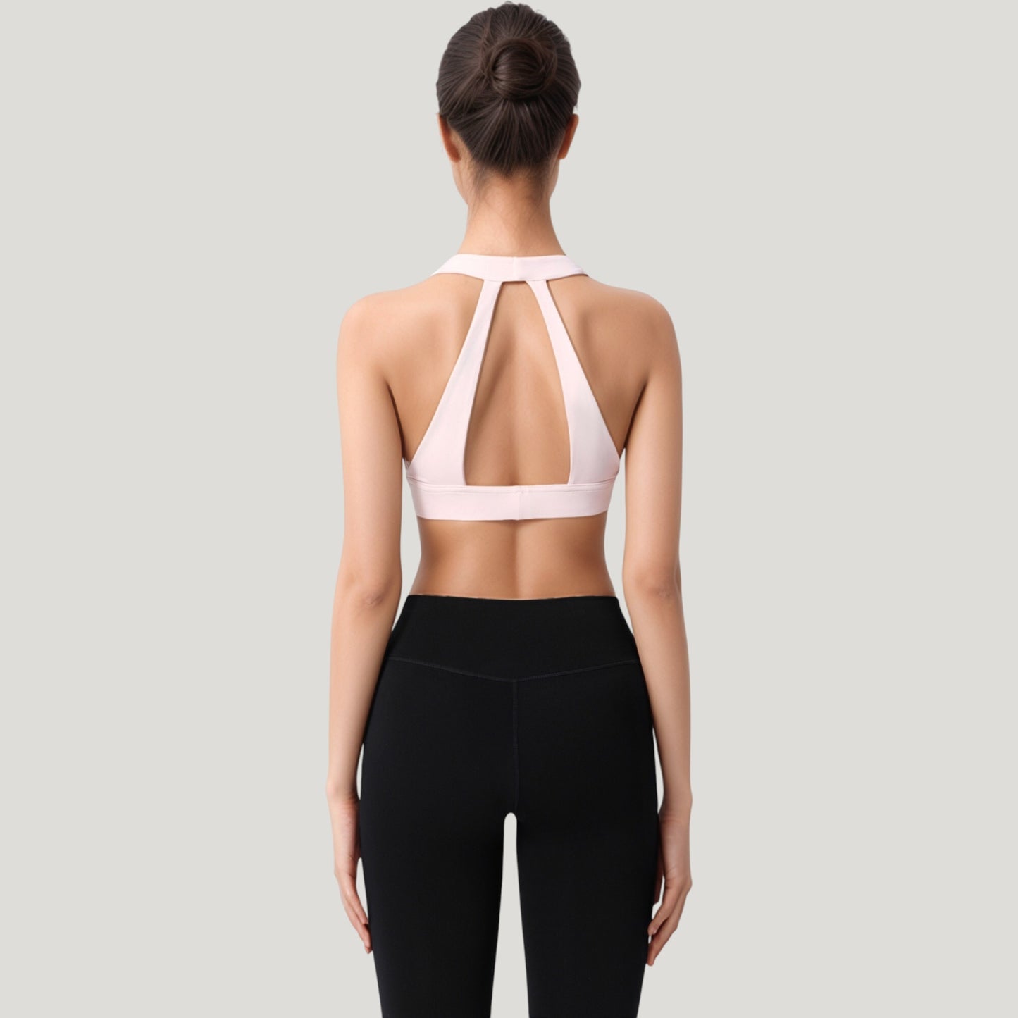 Low Scoop Neck Sports Bra with Open Back Strap Design and Supportive Elastic Band