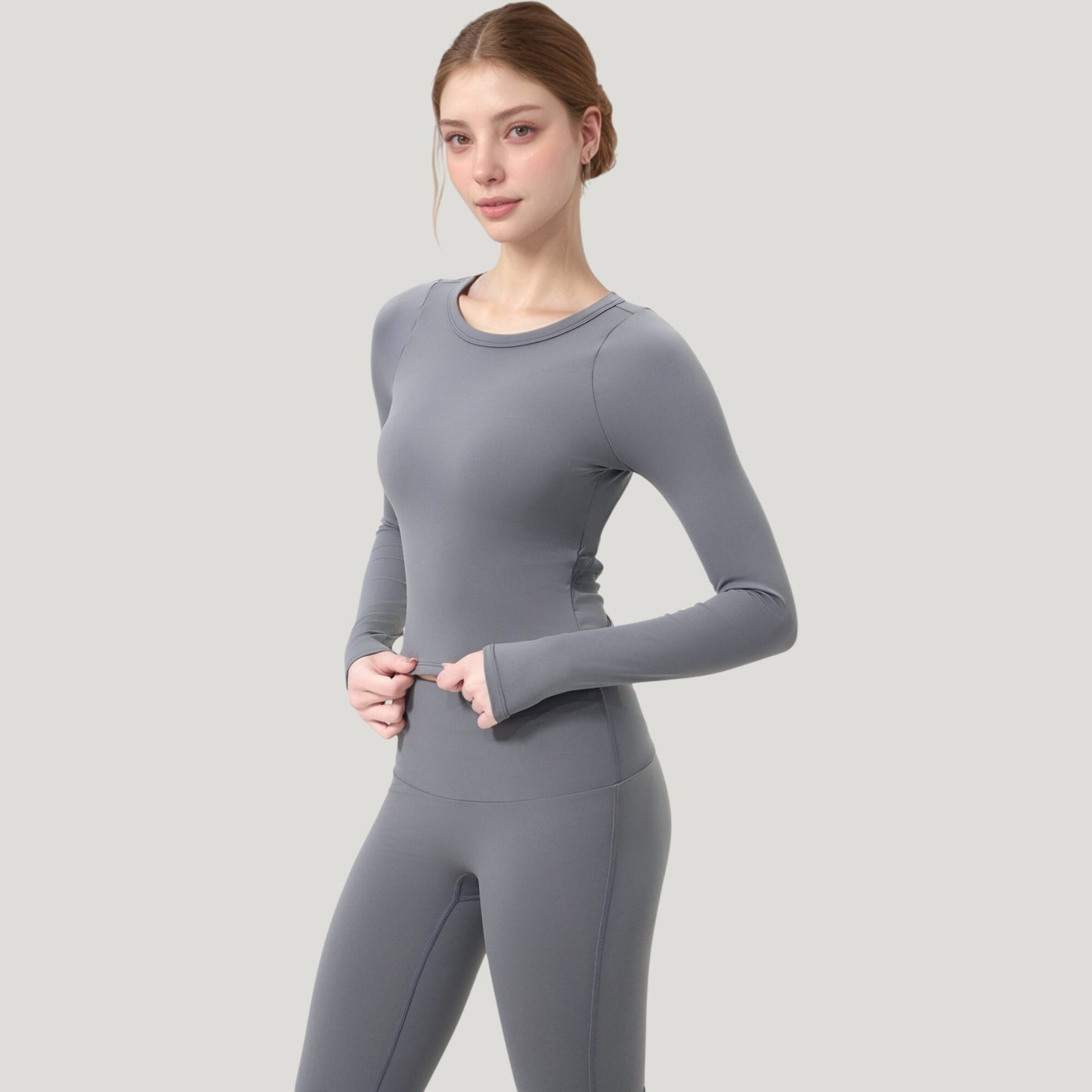 Long Sleeve Cropped Sports Top with Open Back and Crisscross Strap Detail