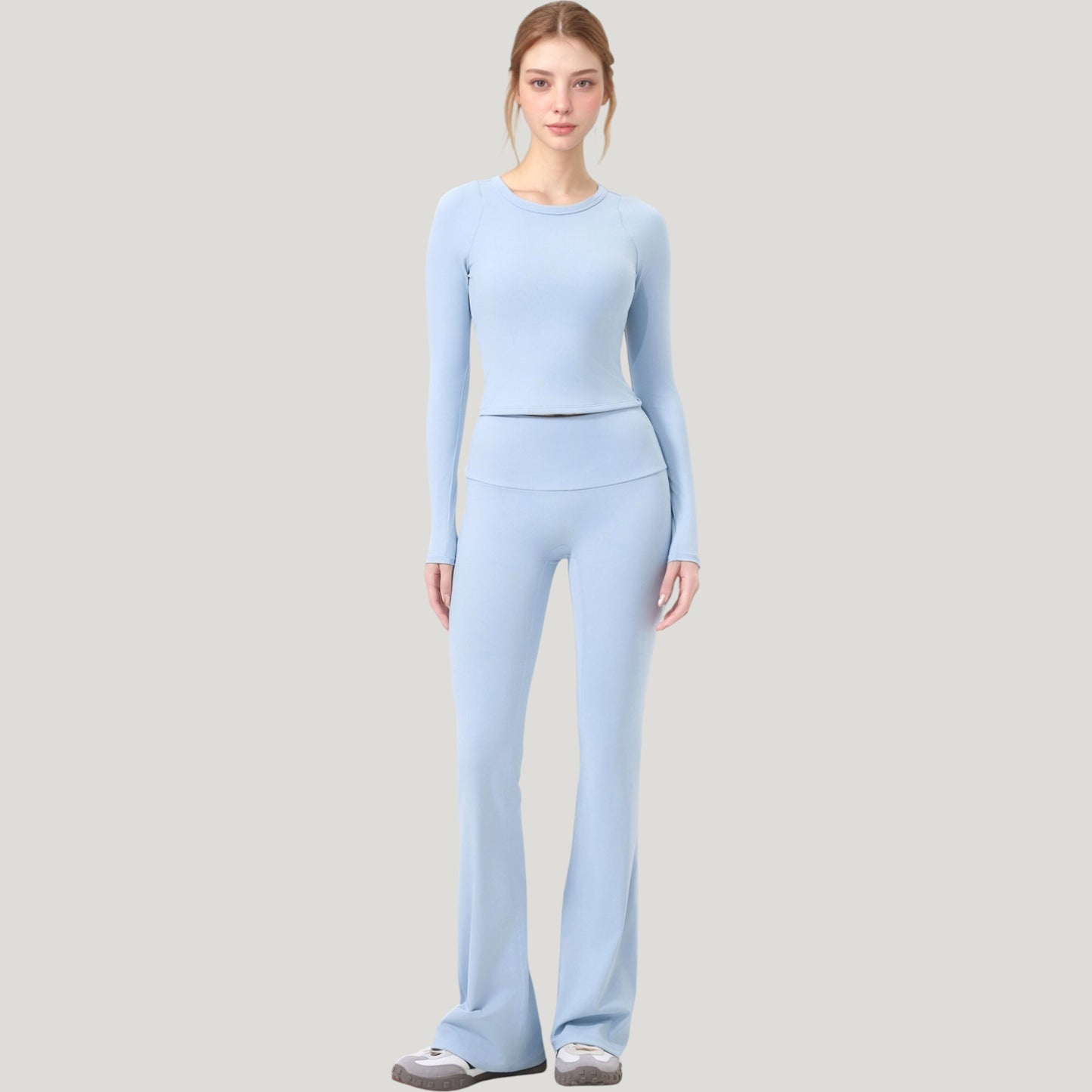 Long Sleeve Cropped Sports Top with Open Back and Crisscross Strap Detail