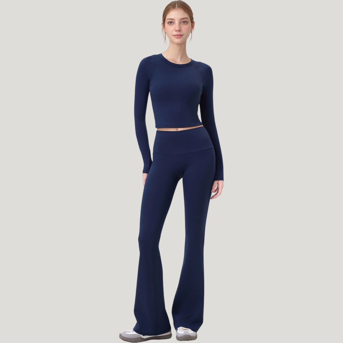 Long Sleeve Cropped Sports Top with Open Back and Crisscross Strap Detail