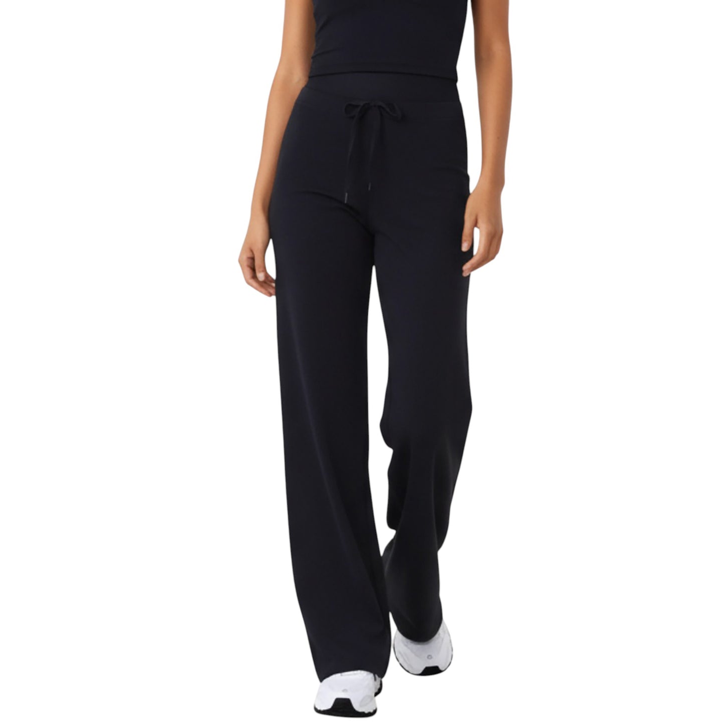 High Waist Flare Leg Pants with Foldover Waistband and Stretch Performance Fabric