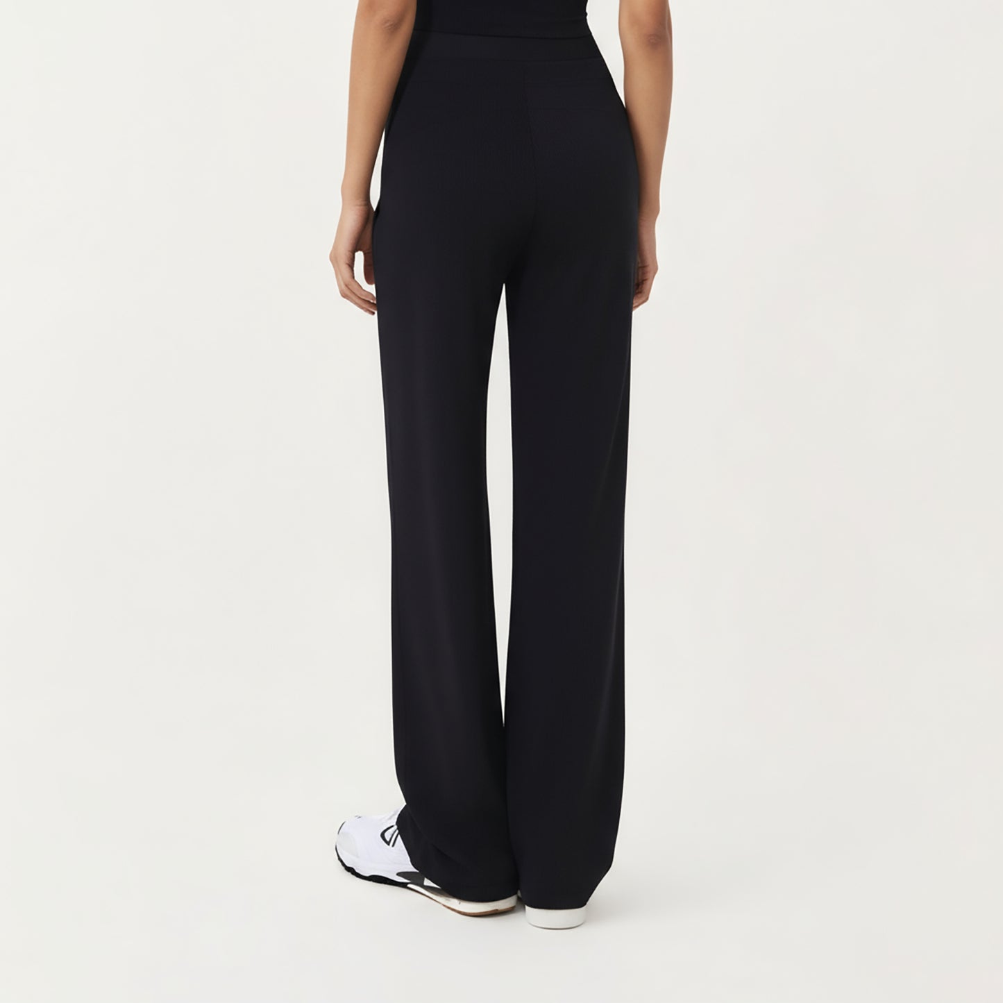 High Waist Flare Leg Pants with Foldover Waistband and Stretch Performance Fabric