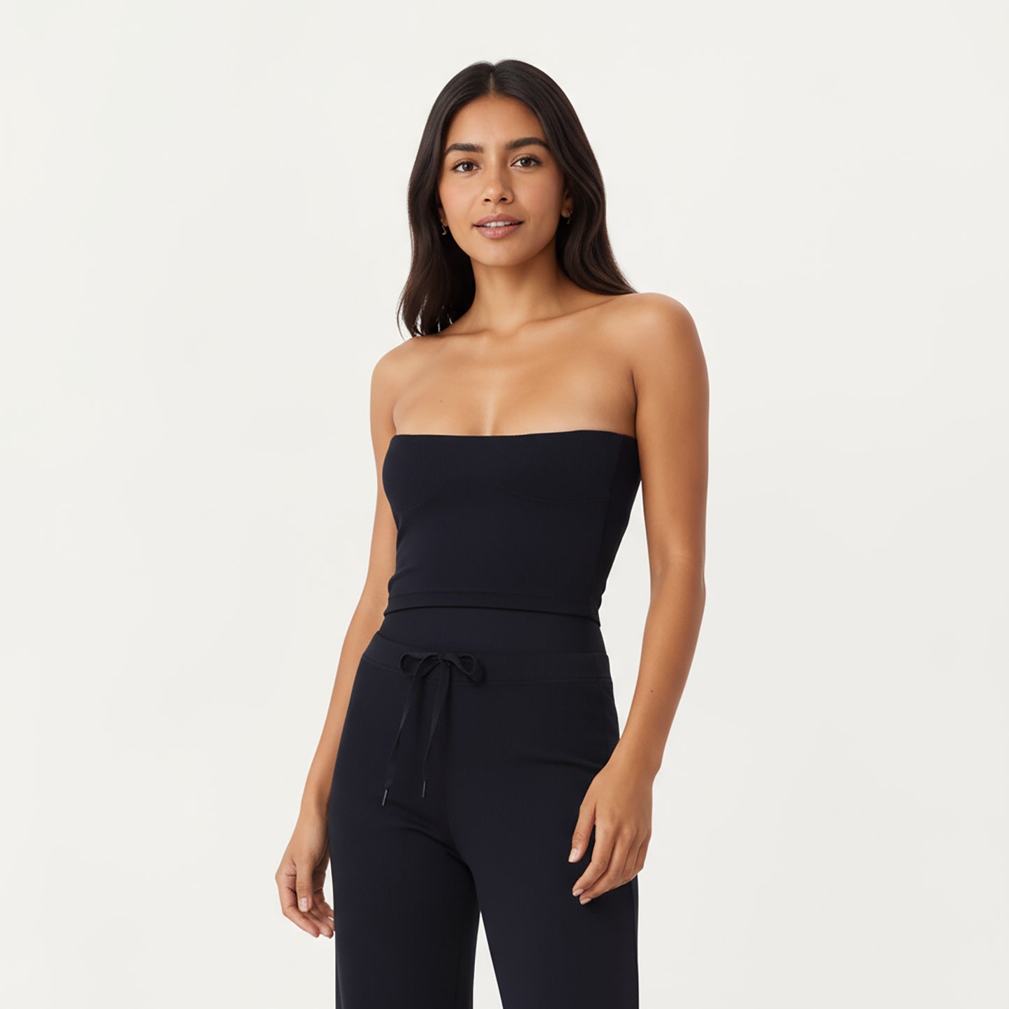High Waist Flare Leg Pants with Foldover Waistband and Stretch Performance Fabric