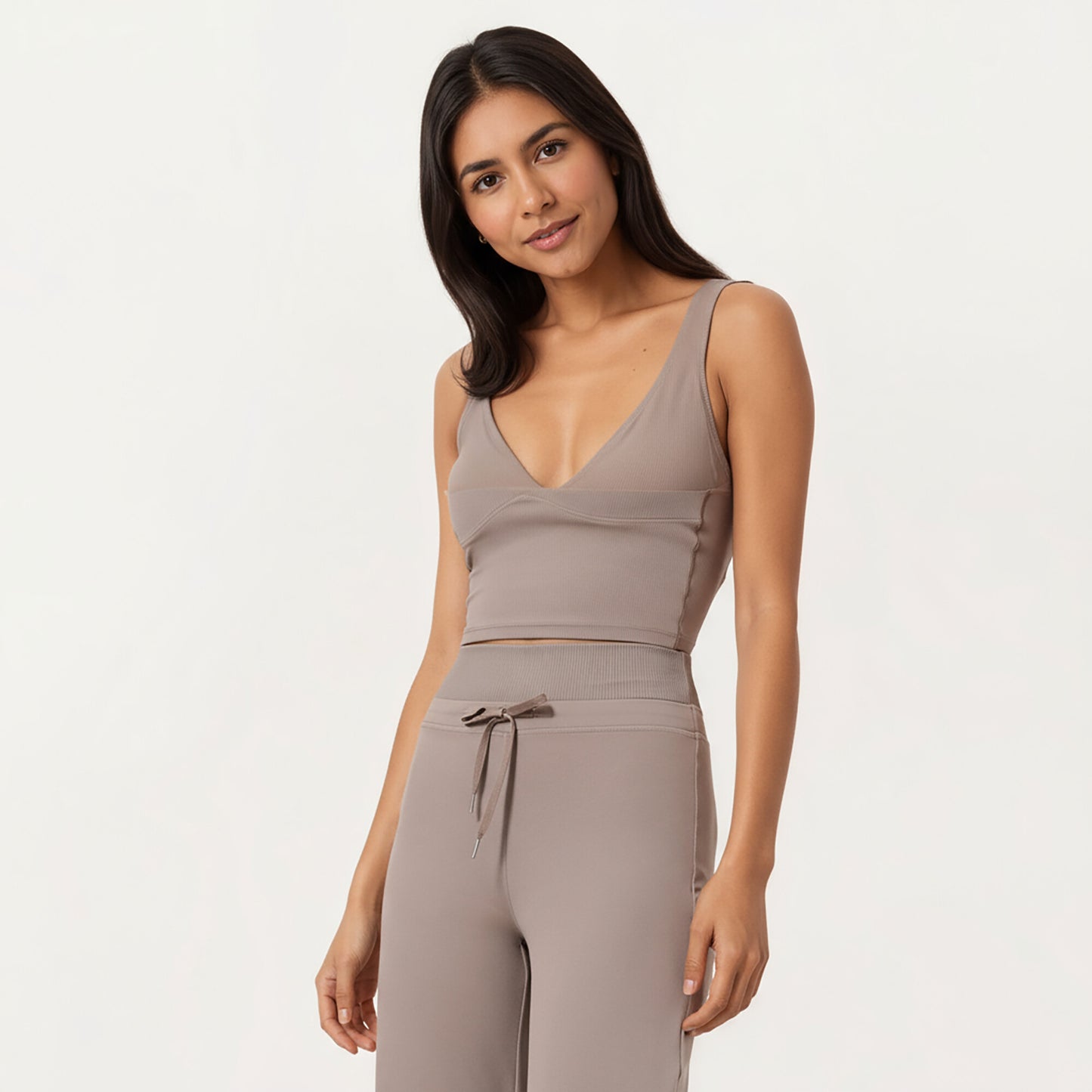 High Waist Flare Leg Pants with Foldover Waistband and Stretch Performance Fabric