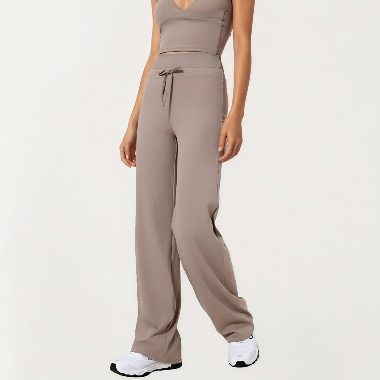 High Waist Flare Leg Pants with Foldover Waistband and Stretch Performance Fabric