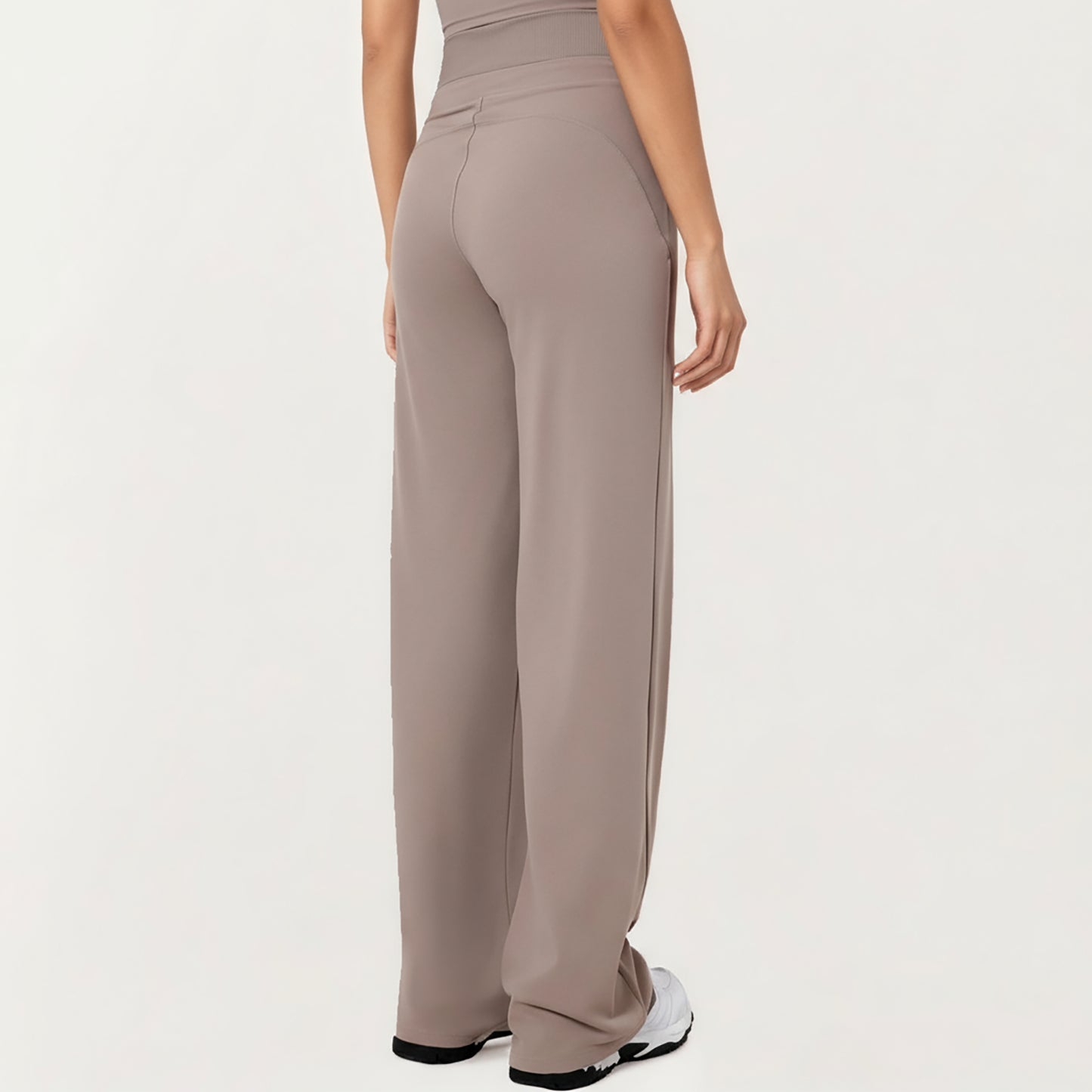 High Waist Flare Leg Pants with Foldover Waistband and Stretch Performance Fabric
