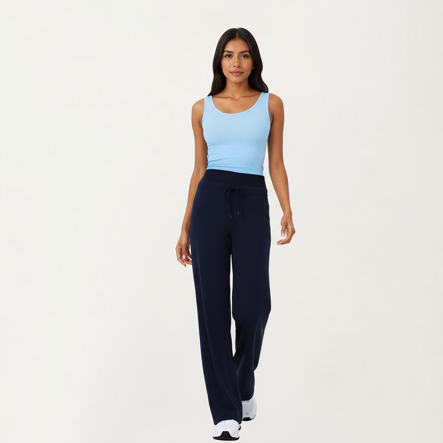 High Waist Flare Leg Pants with Foldover Waistband and Stretch Performance Fabric