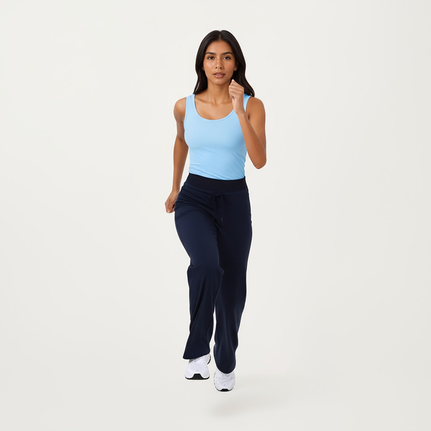 High Waist Flare Leg Pants with Foldover Waistband and Stretch Performance Fabric