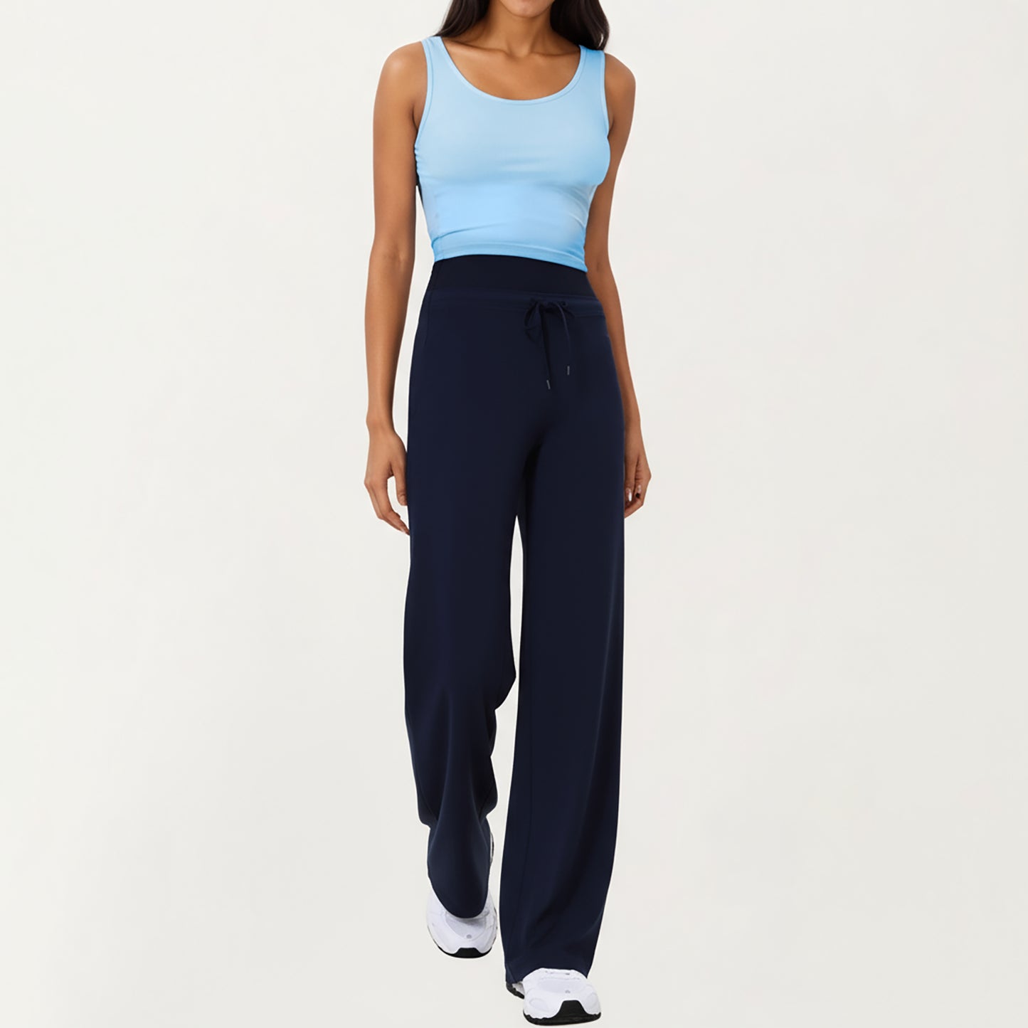 High Waist Flare Leg Pants with Foldover Waistband and Stretch Performance Fabric