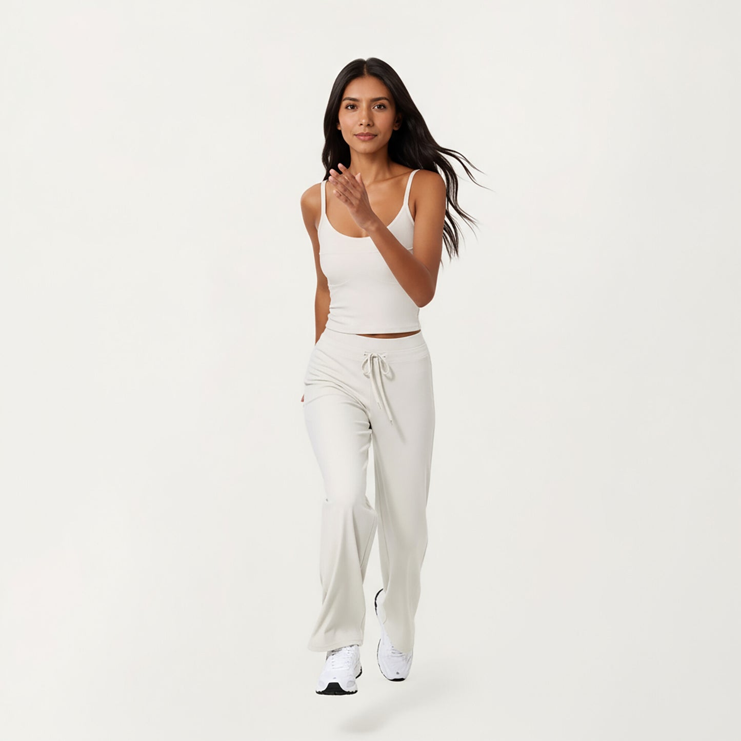 High Waist Flare Leg Pants with Foldover Waistband and Stretch Performance Fabric
