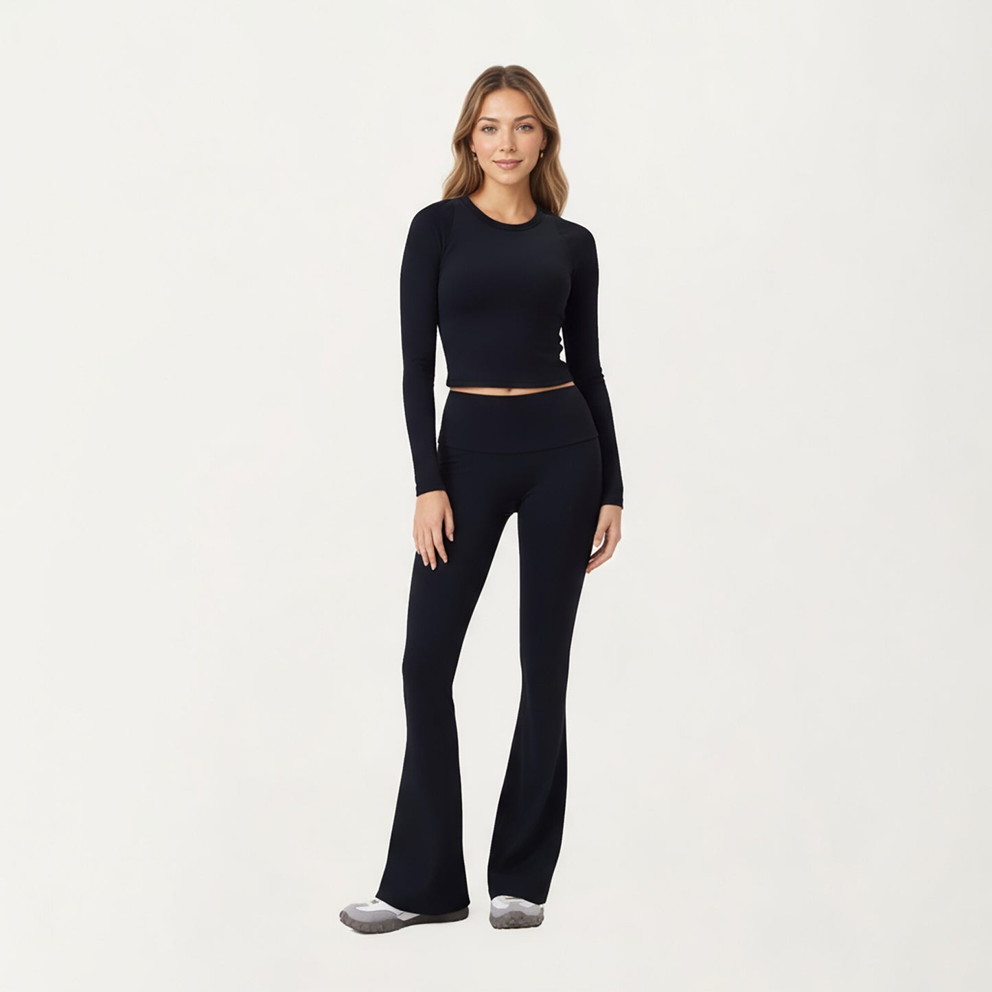 High Waist Wide Leg Pants with Drawstring Tie and Soft Stretch Fabric